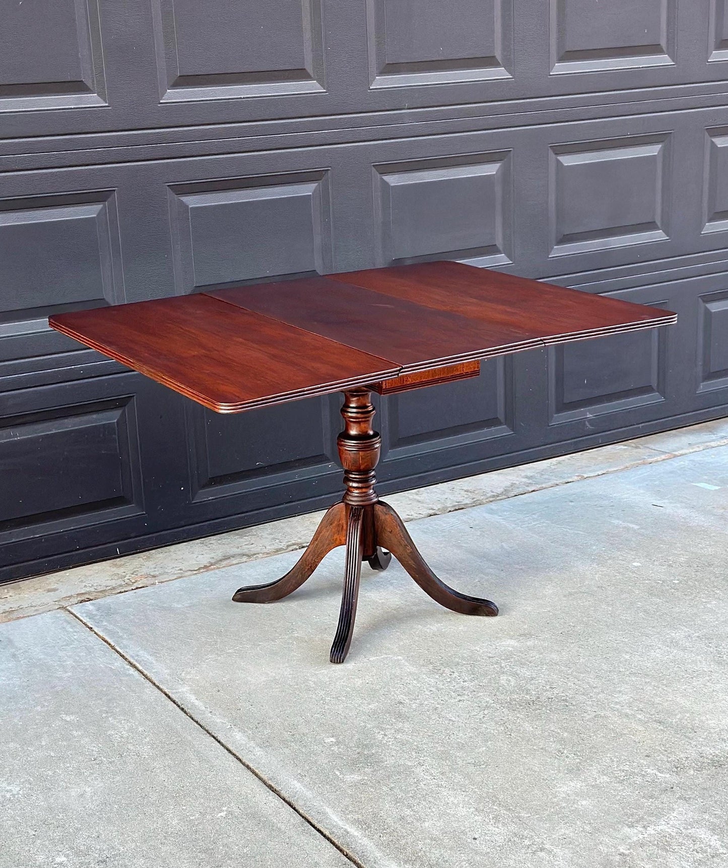 Antique Early 1900's Traditional Mahogany Folding Drop Leaf Solid Wood Dining Table