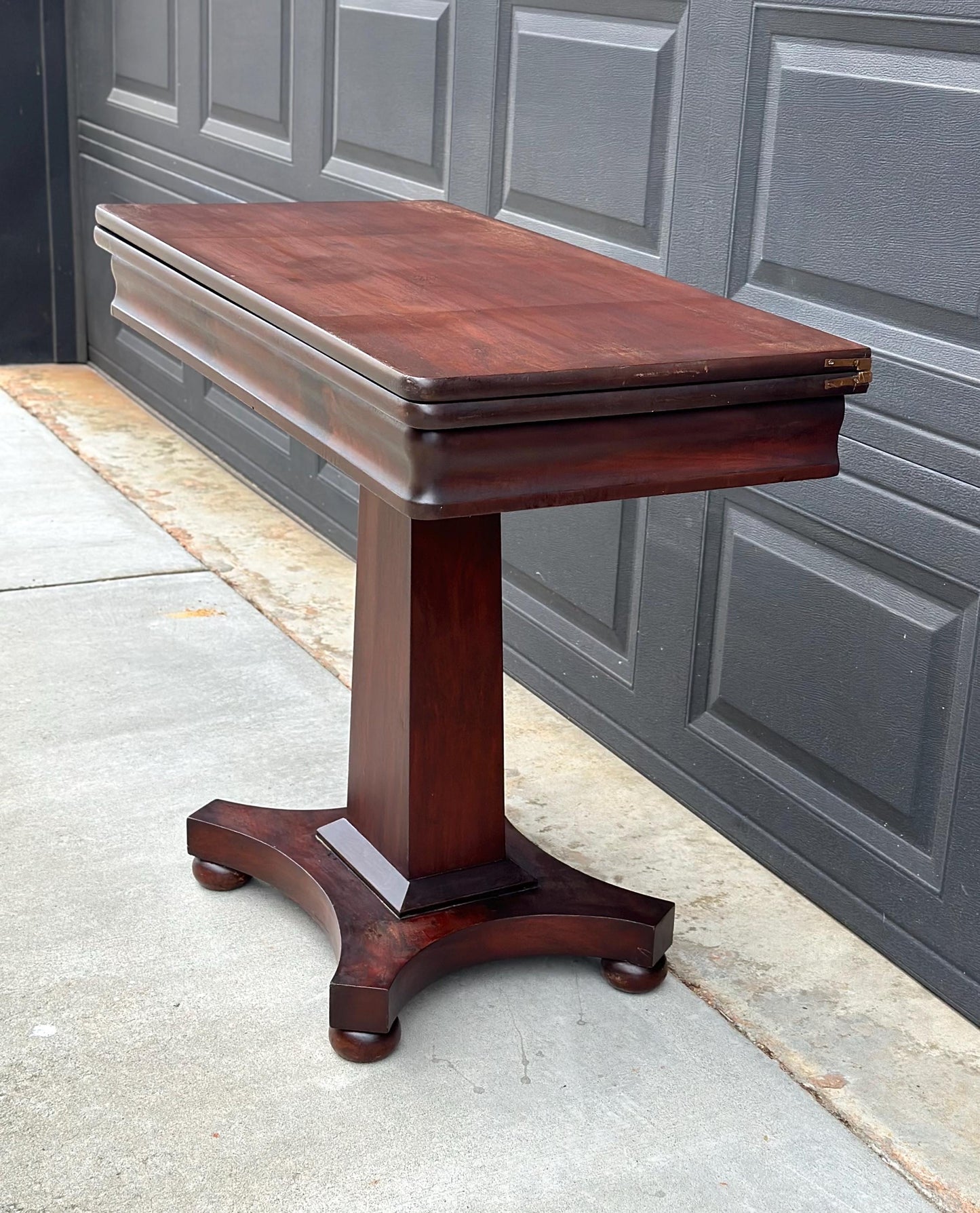 Antique Late 1800's Solid Wood Expandable Crotch Mahogany Hall Table