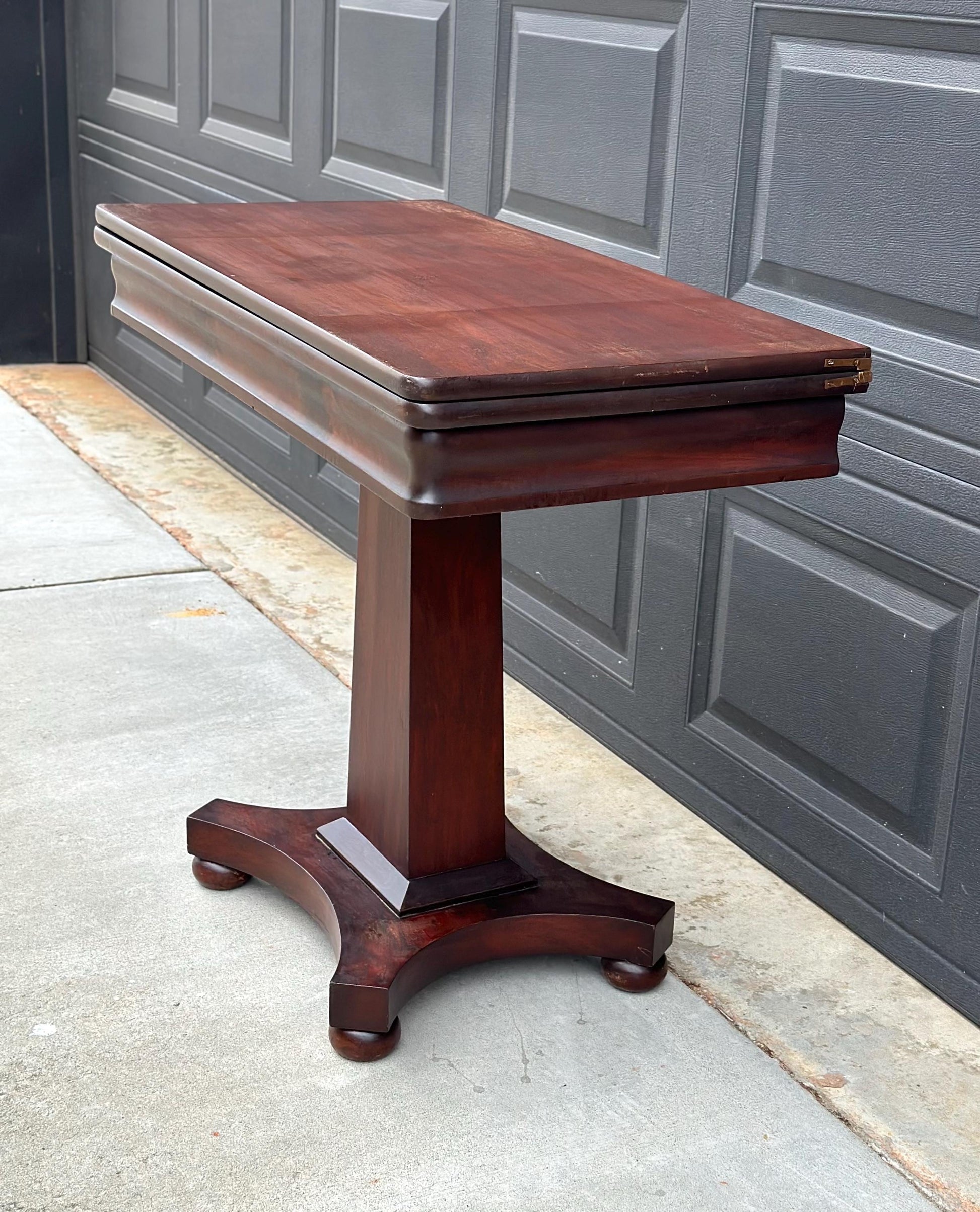 Antique Late 1800's Solid Wood Expandable Crotch Mahogany Hall Table