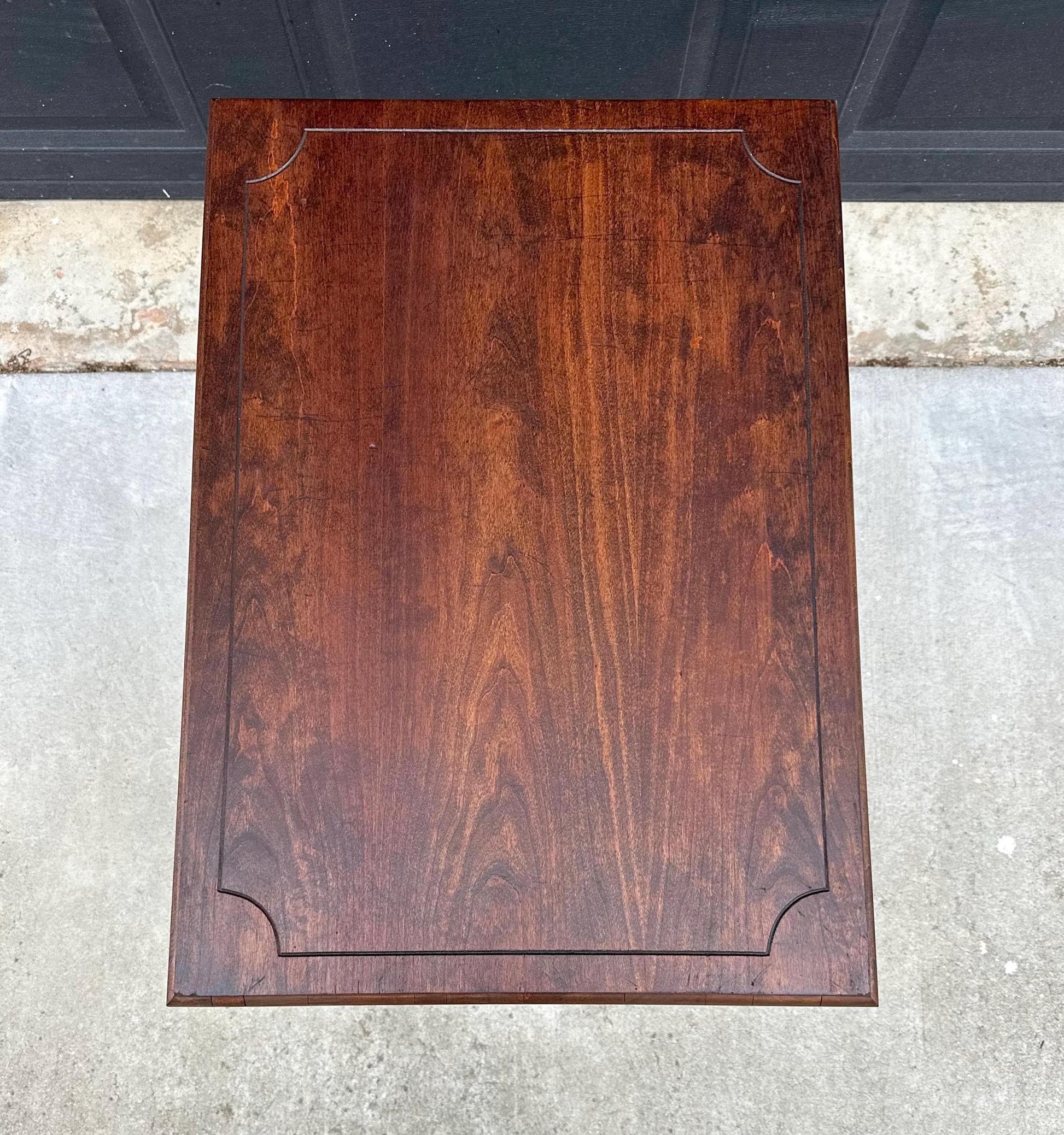 Antique Early 1900's Mahogany Wood Two Tier Open Shelf Fluted Side Table on Casters