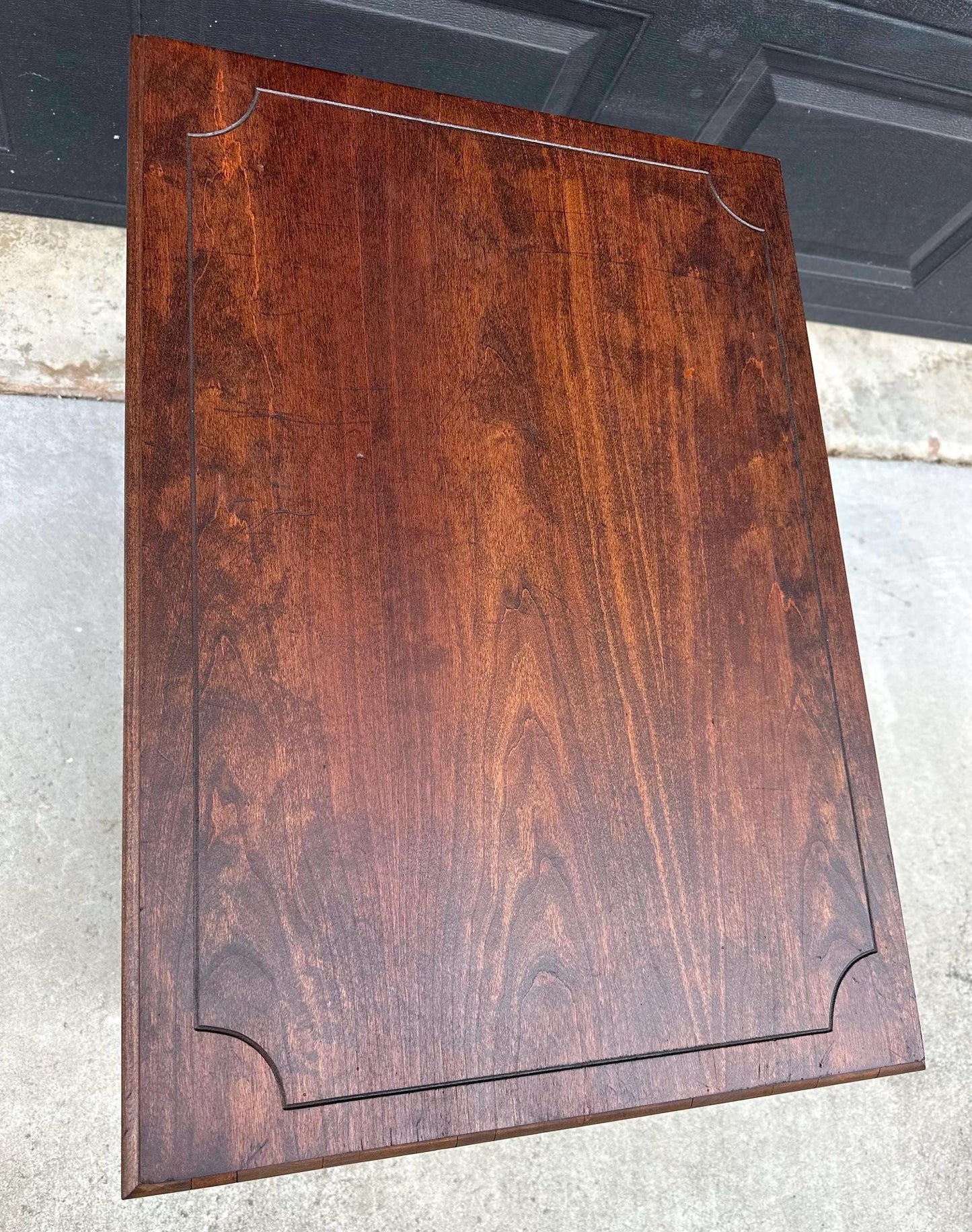 Antique Early 1900's Mahogany Wood Two Tier Open Shelf Fluted Side Table on Casters