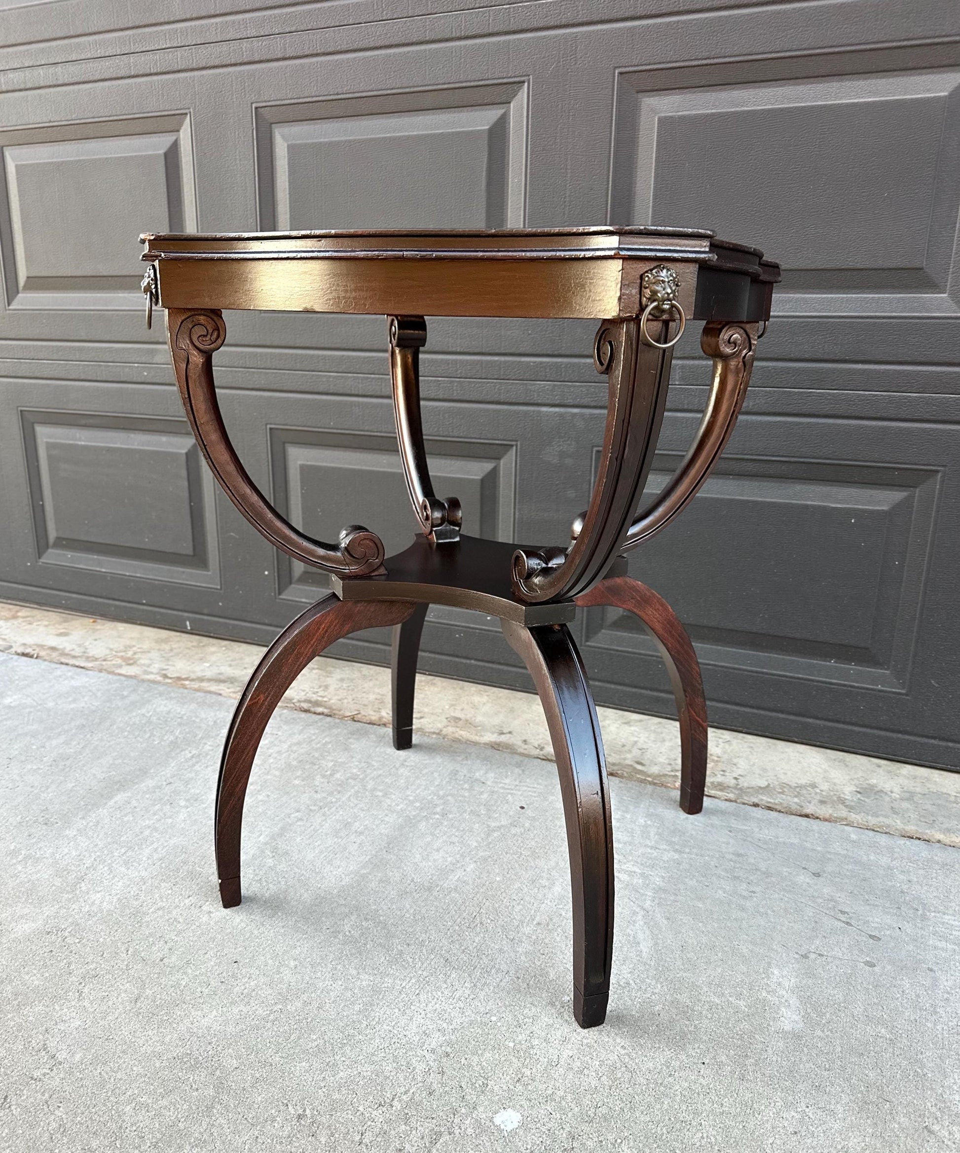 Antique Early 1900's Mahogany Wood Carved Sculptural Accent Table