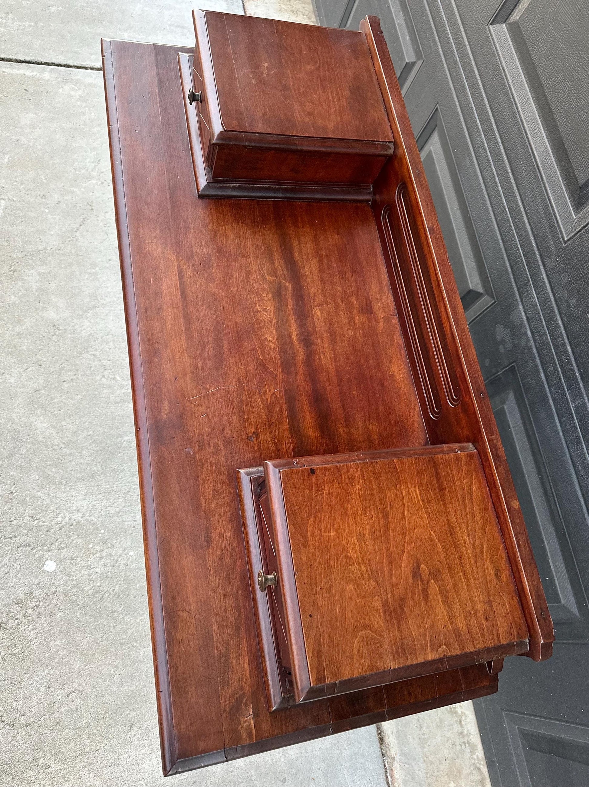 Antique Early 1900's Solid Wood Blanket Chest - Turned Leg Mahogany Princess Low Dresser on Casters