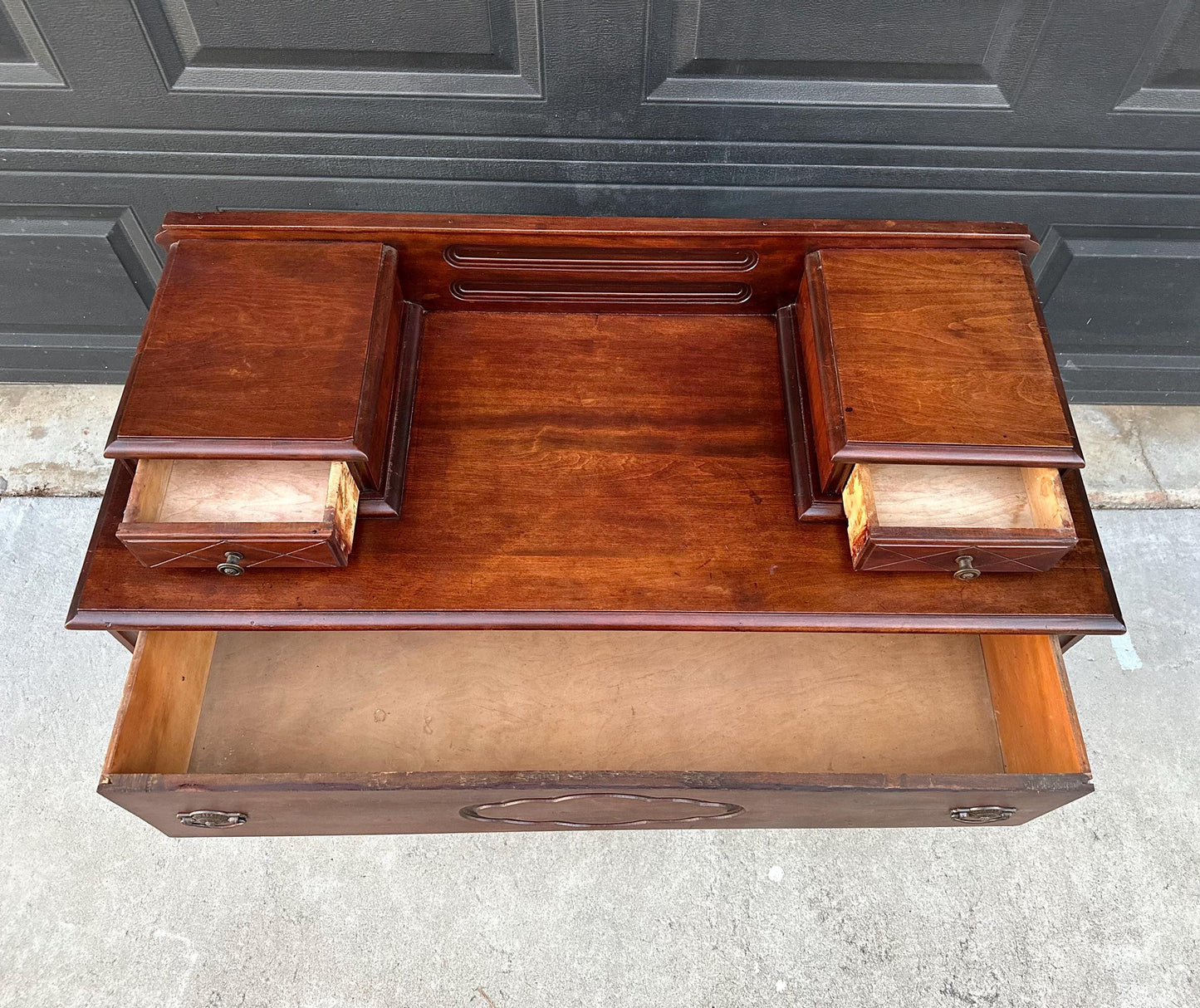 Antique Early 1900's Solid Wood Blanket Chest - Turned Leg Mahogany Princess Low Dresser on Casters