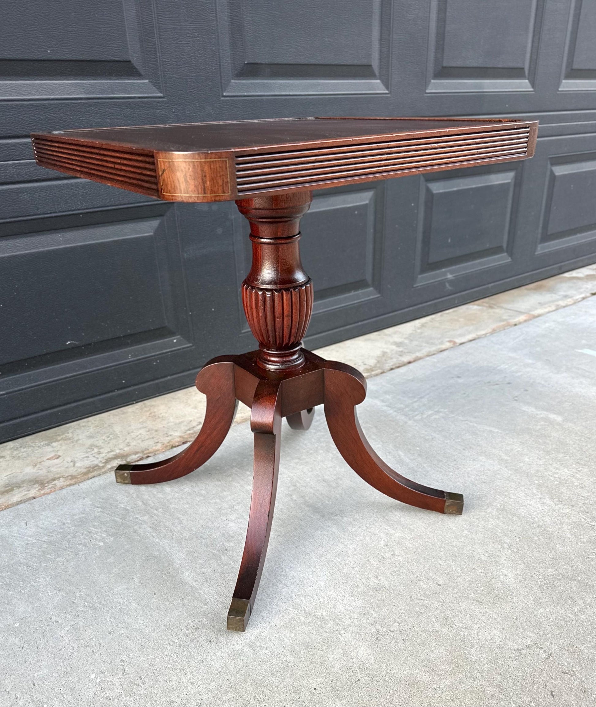 Antique Early 1900's Mahogany Traditional Wood End Table - Federal Bedside Table