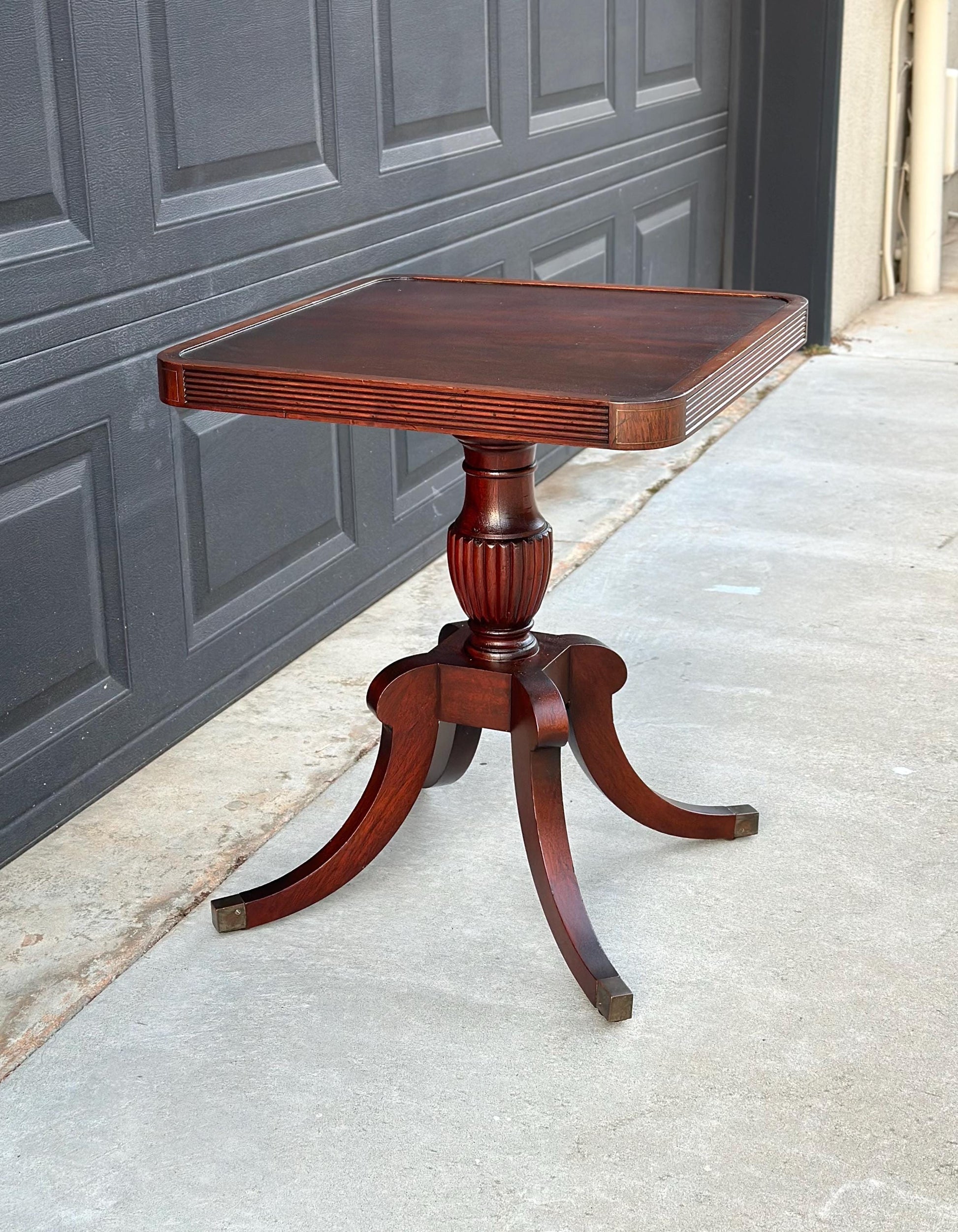 Antique Early 1900's Mahogany Traditional Wood End Table - Federal Bedside Table