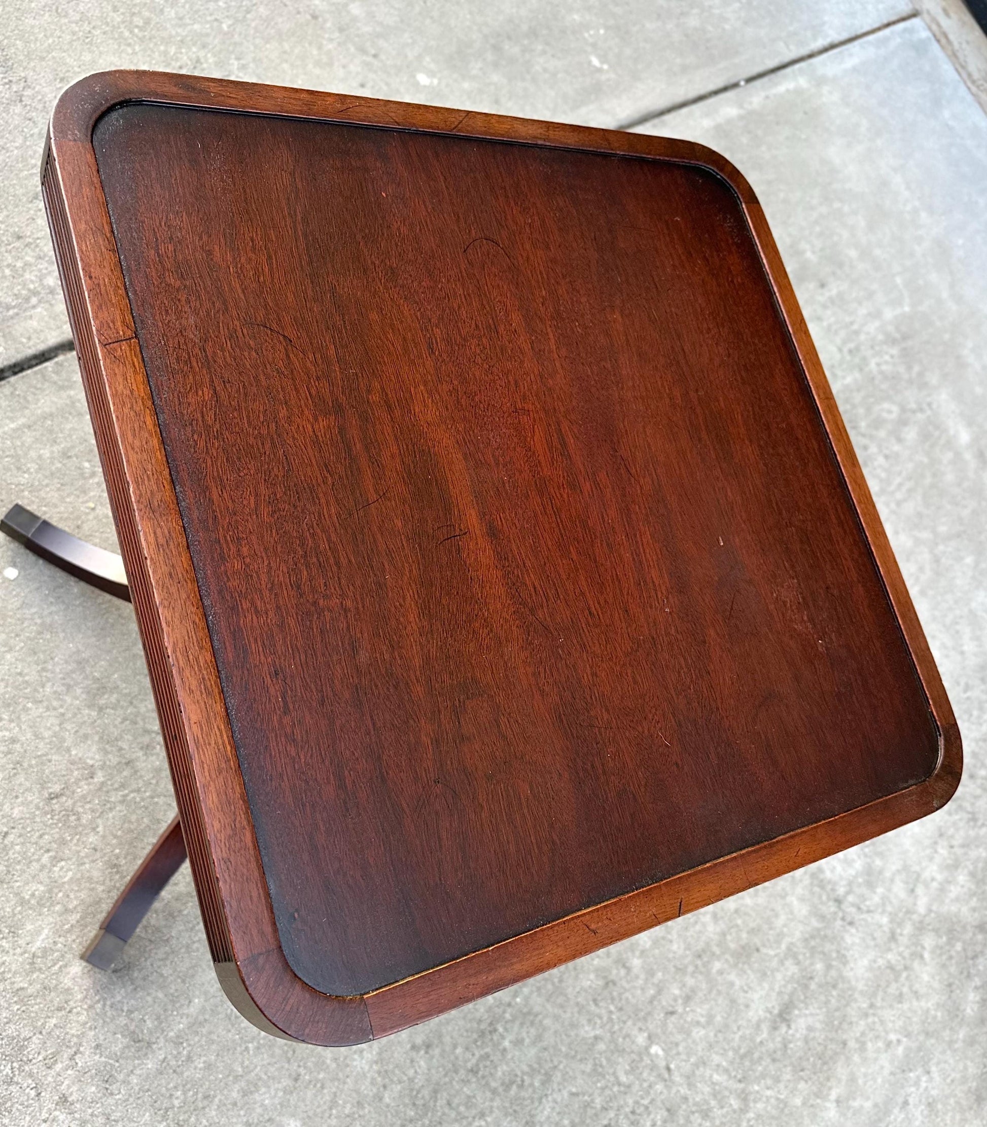 Antique Early 1900's Mahogany Traditional Wood End Table - Federal Bedside Table