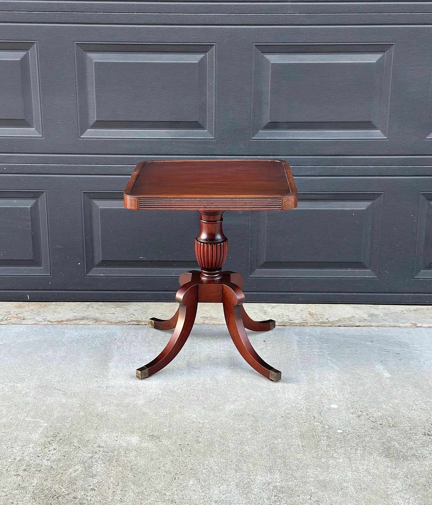 Antique Early 1900's Mahogany Traditional Wood End Table - Federal Bedside Table
