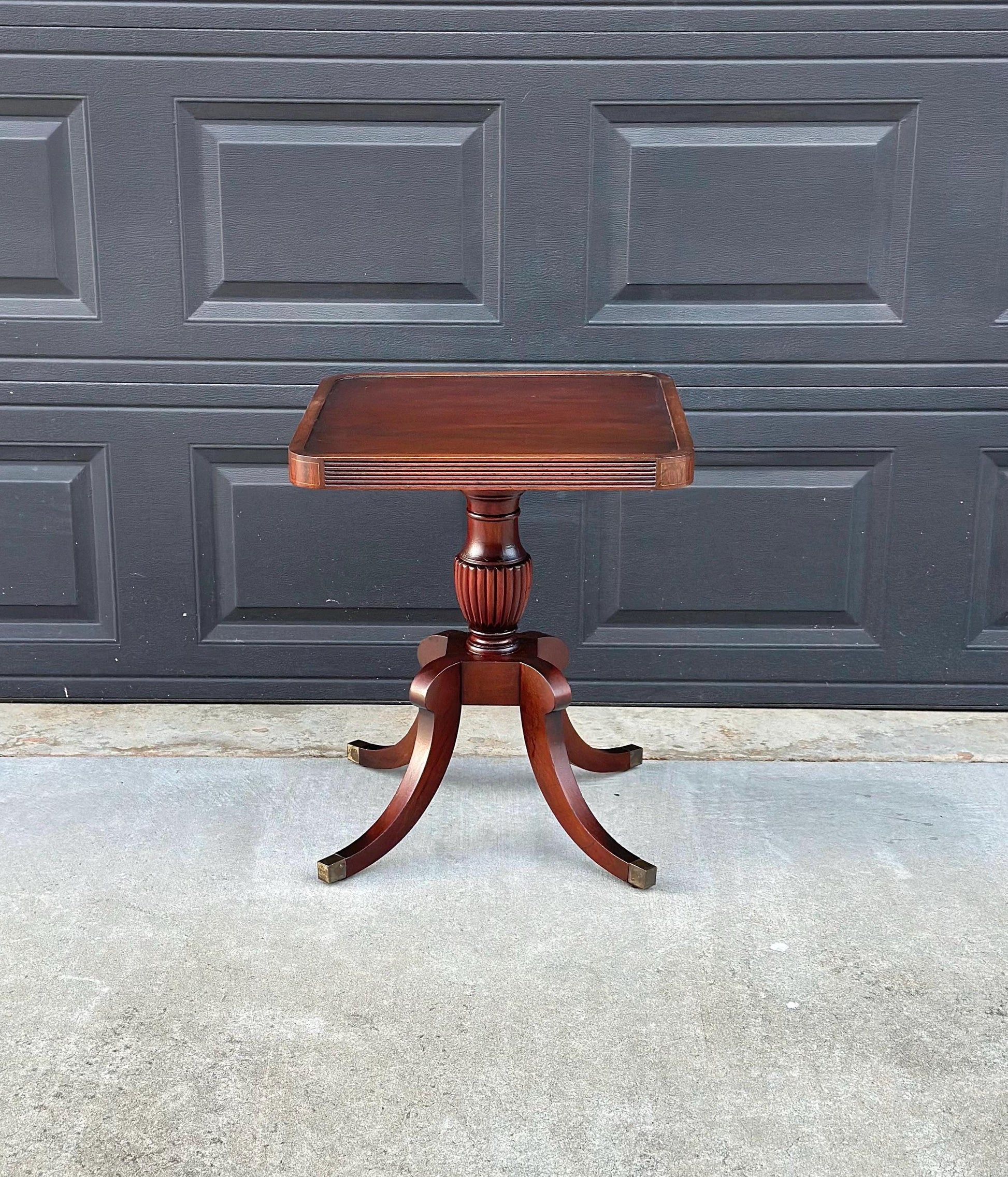 Antique Early 1900's Mahogany Traditional Wood End Table - Federal Bedside Table