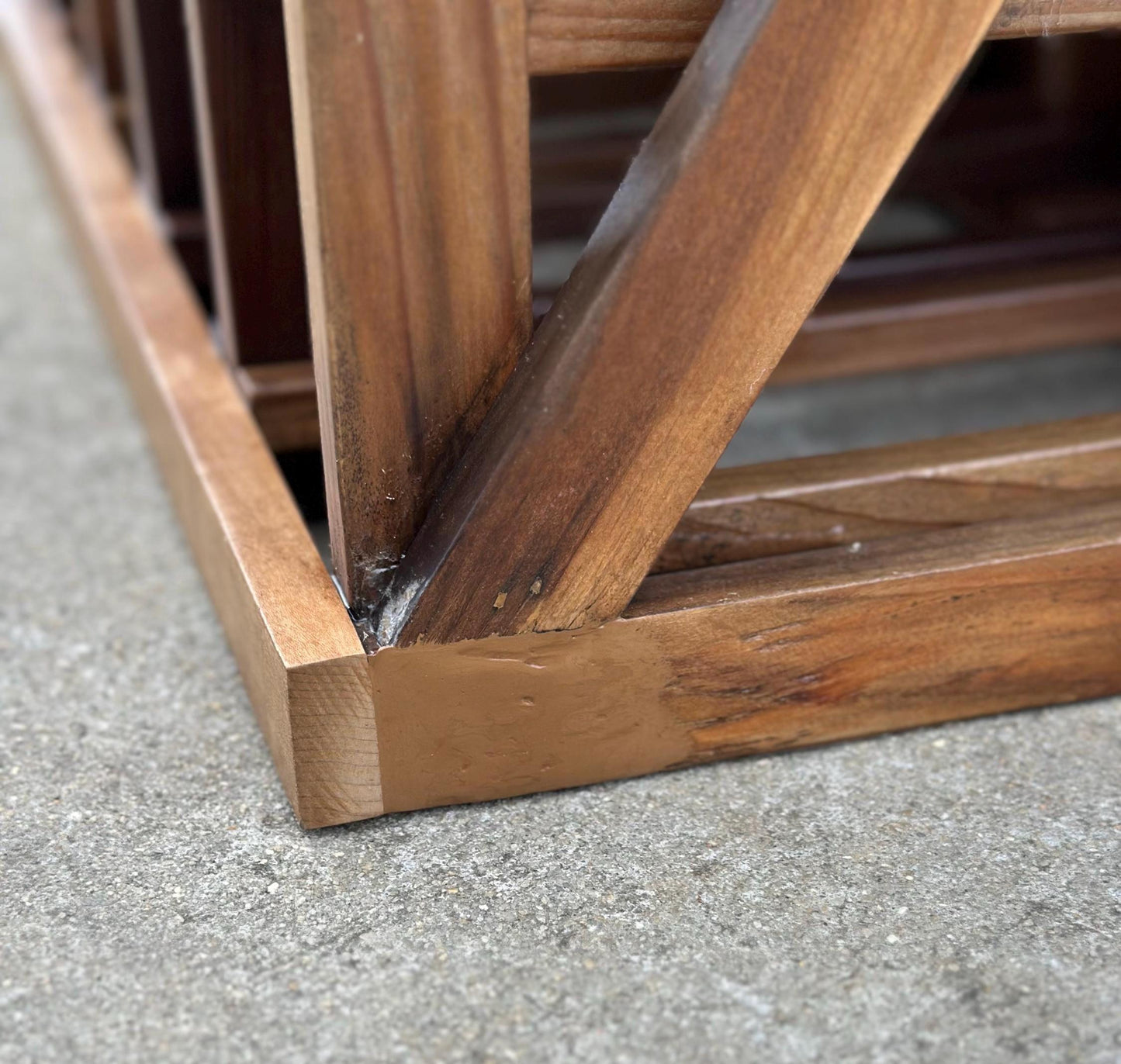 Vintage 100+ Bottle Storage Natural Solid Wood Bar Height Tasting Table - Large Geometric Wine Rack Table