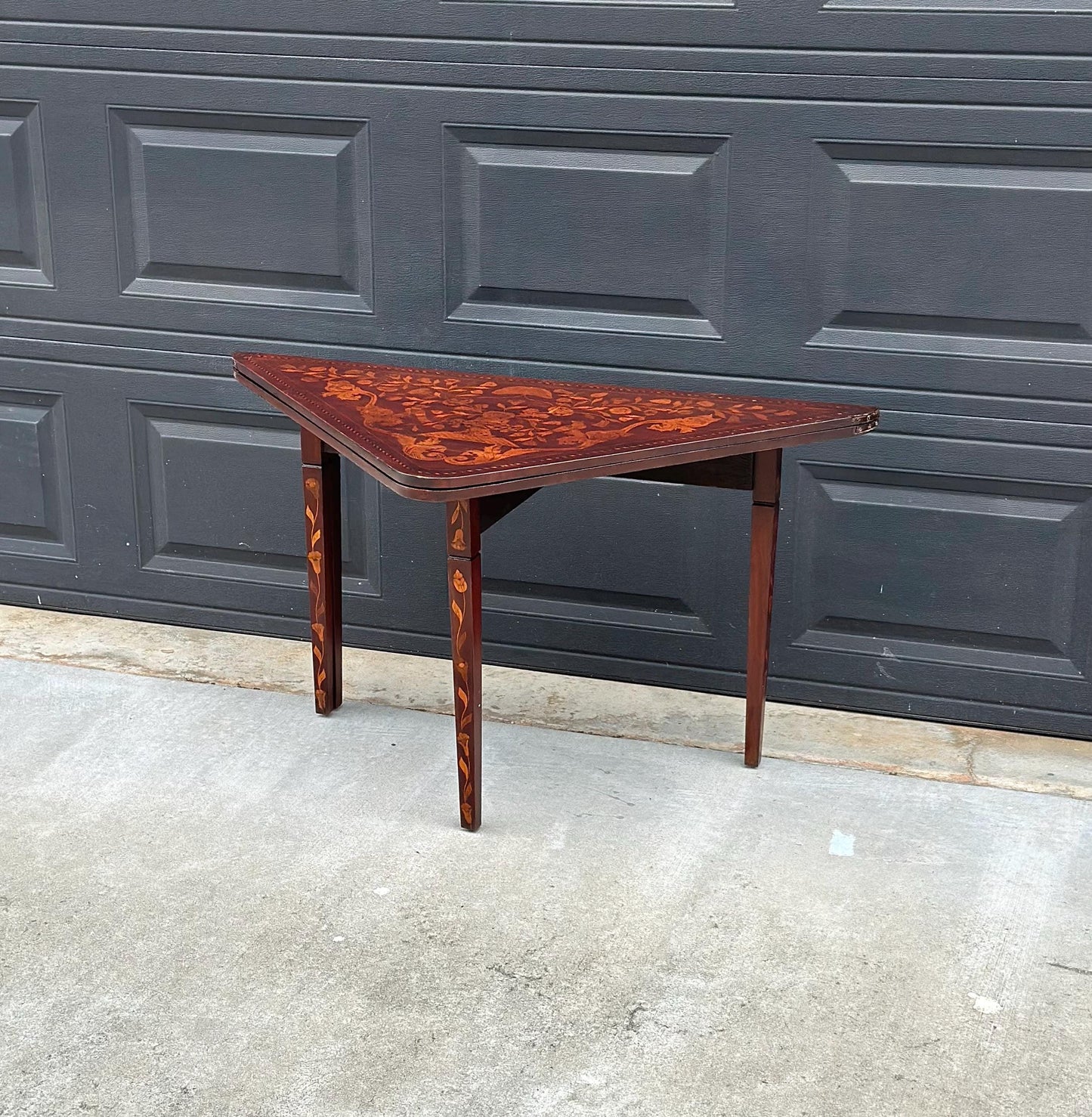 Antique 1820's Art Nouveau Inlaid Mahogany Wood Foldable Corner & Tea Table