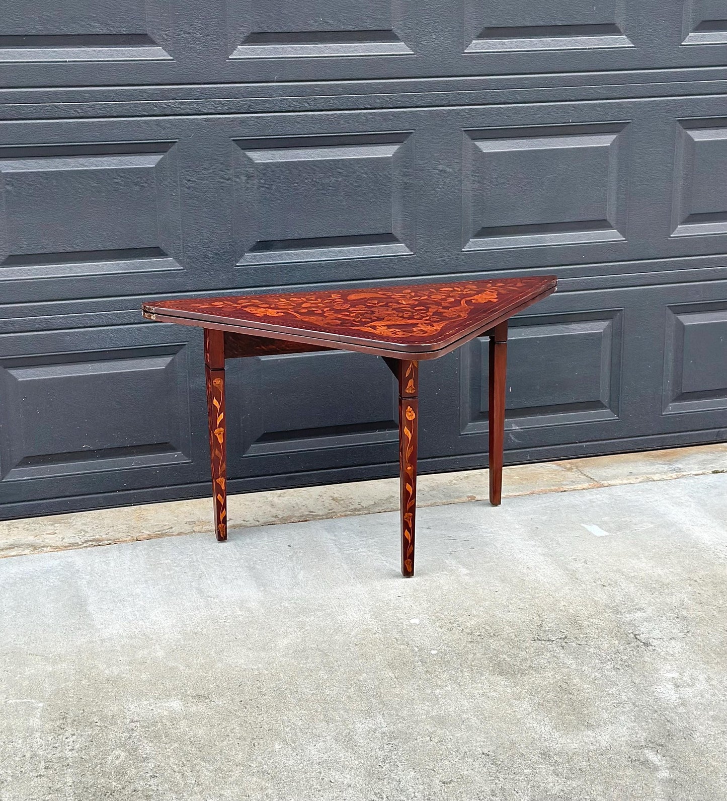 Antique 1820's Art Nouveau Inlaid Mahogany Wood Foldable Corner & Tea Table