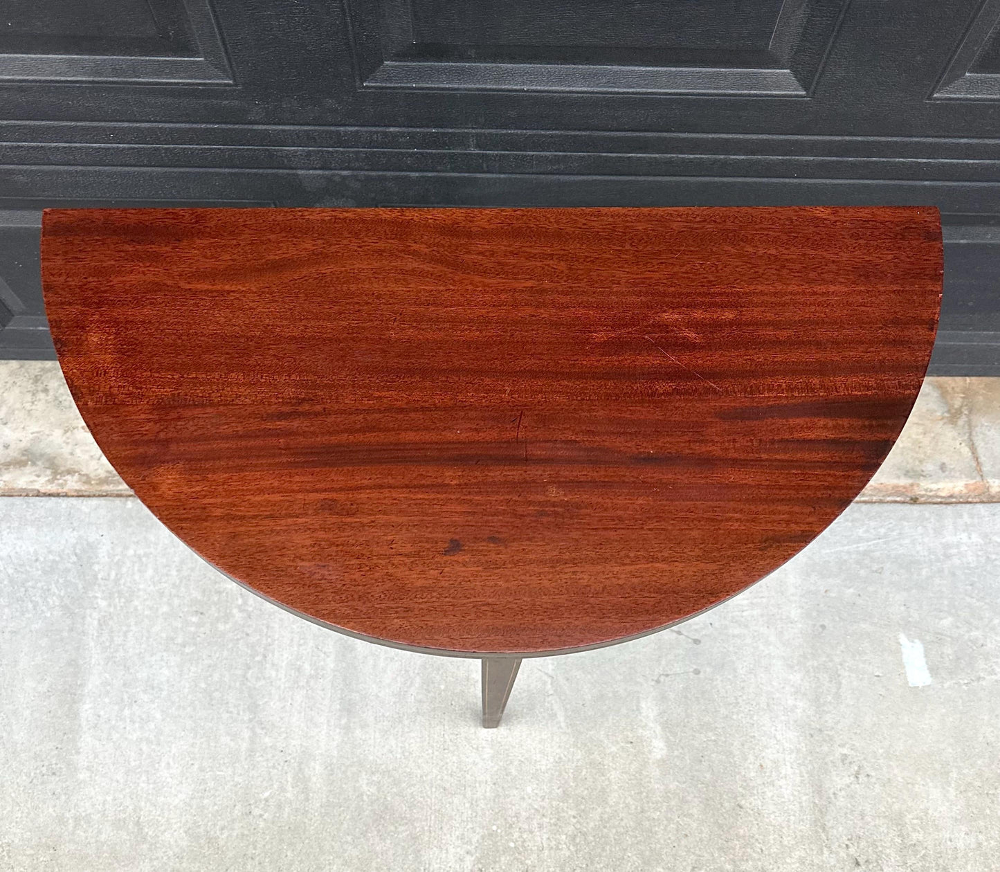 Antique Early 1900's Inlaid Mahogany Wood Folding Half Round Flip Top Card Table - Sheraton Traditional Hall Table