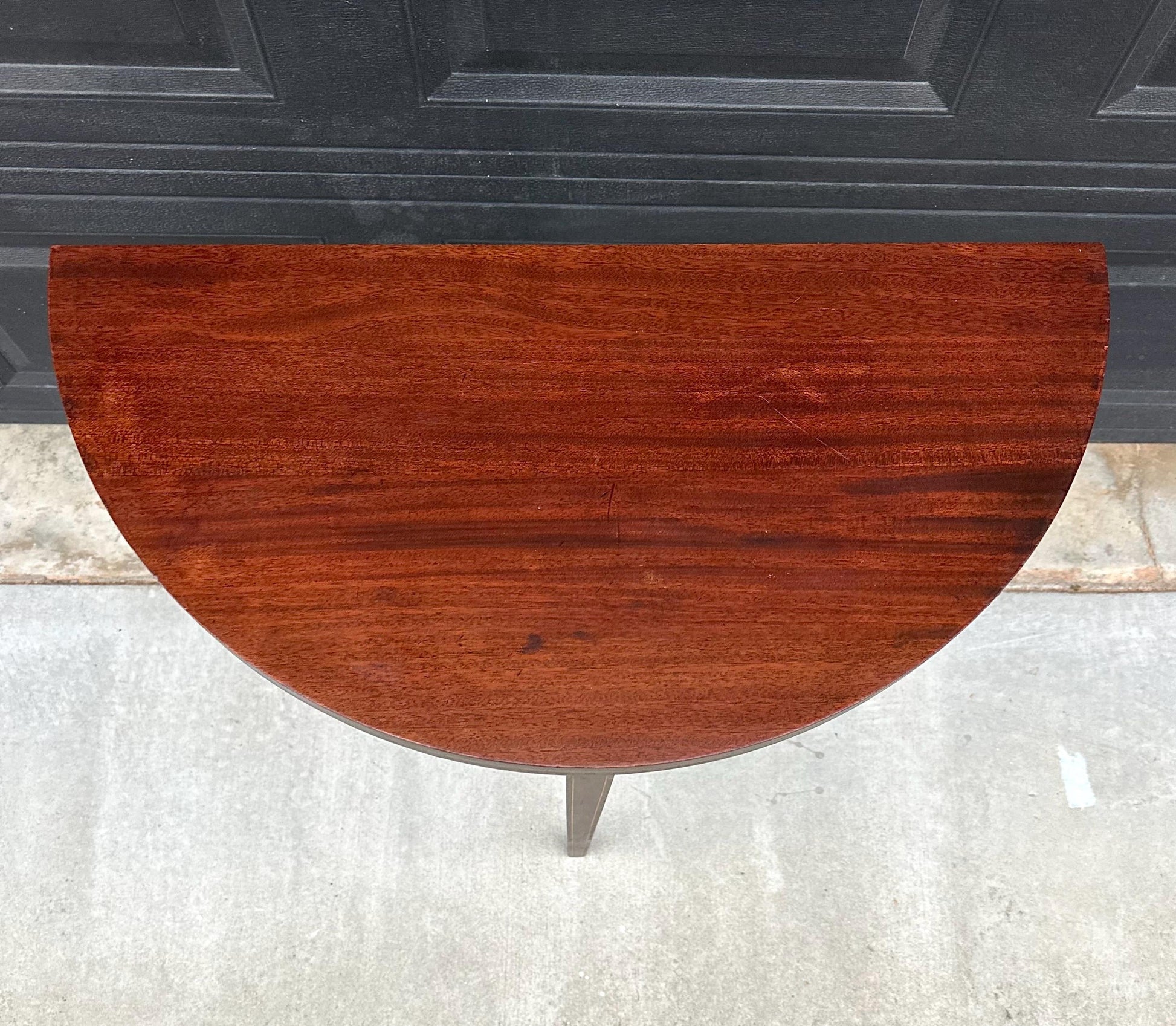 Antique Early 1900's Inlaid Mahogany Wood Folding Half Round Flip Top Card Table - Sheraton Traditional Hall Table