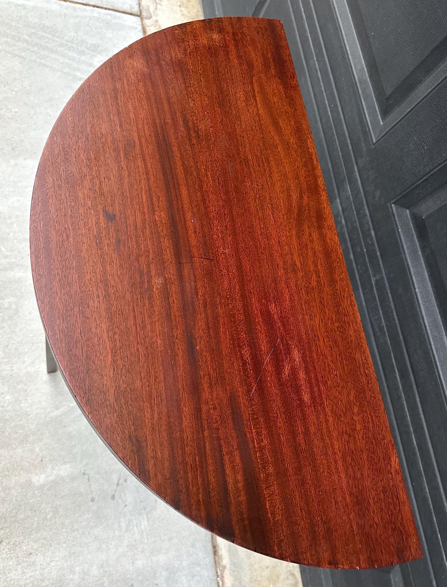Antique Early 1900's Inlaid Mahogany Wood Folding Half Round Flip Top Card Table - Sheraton Traditional Hall Table