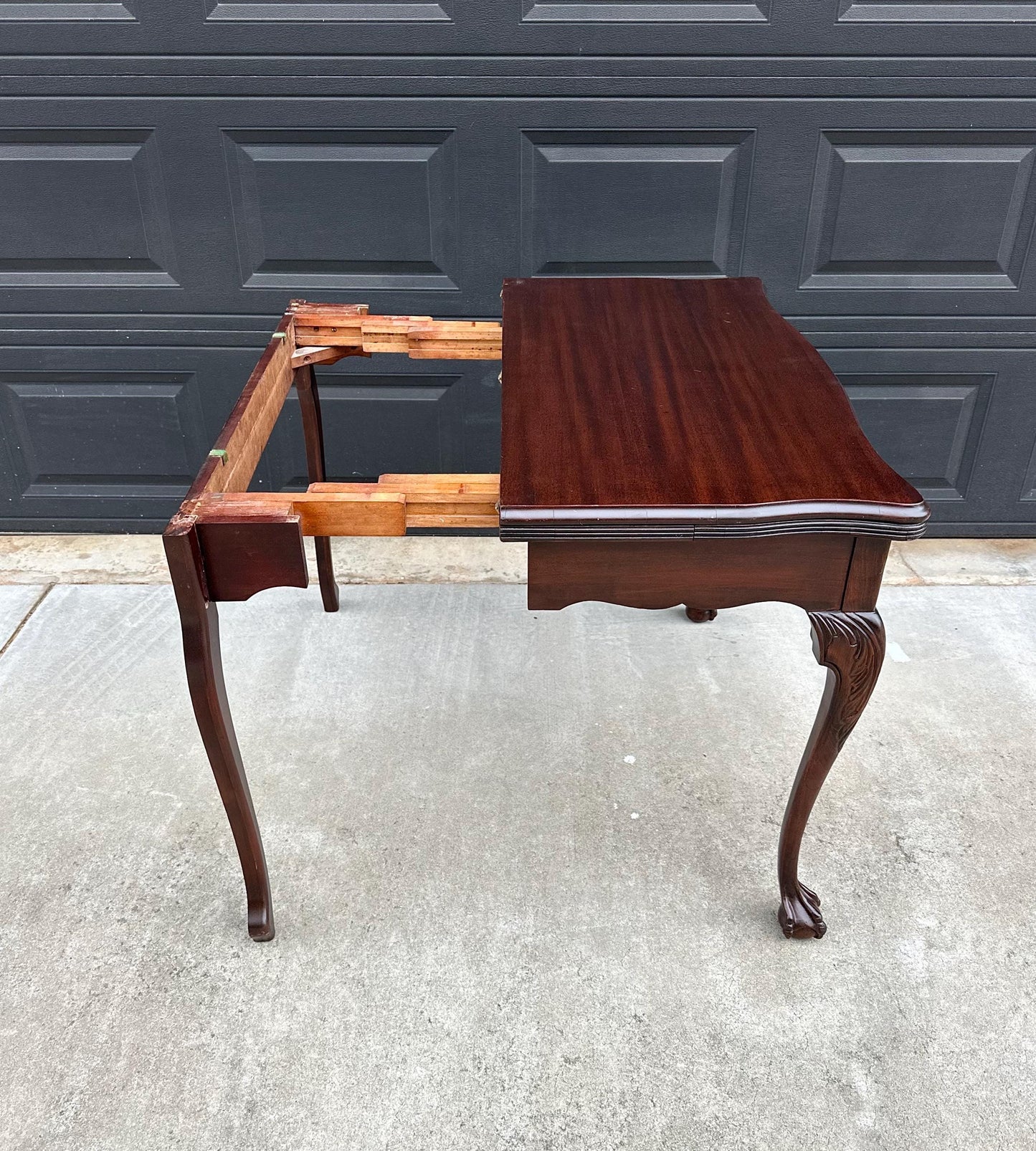 Vintage Early 1900's Mahogany Folding Flip Top Game Table - Wood Queen Anne Hall Table
