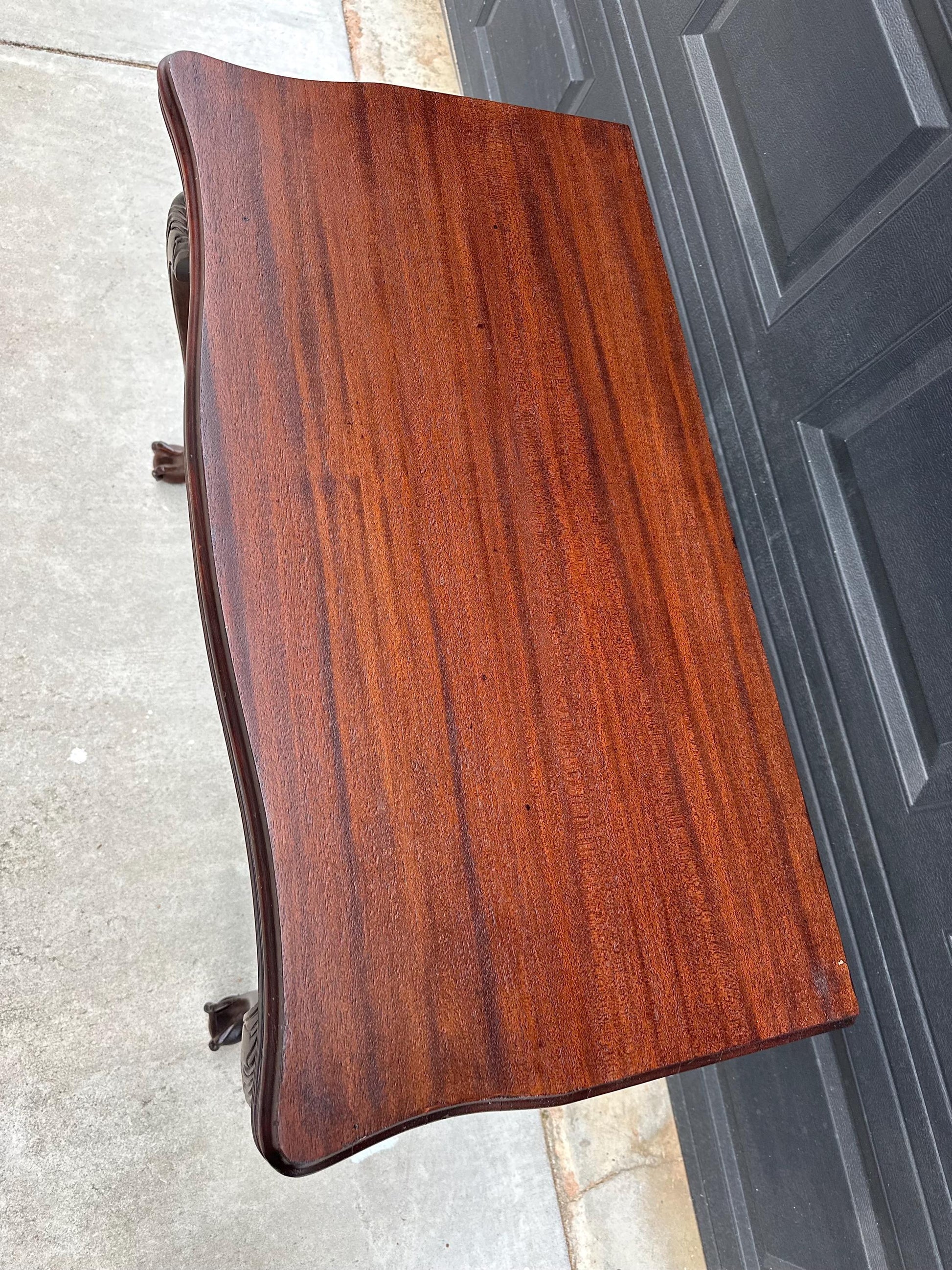 Vintage Early 1900's Mahogany Folding Flip Top Game Table - Wood Queen Anne Hall Table