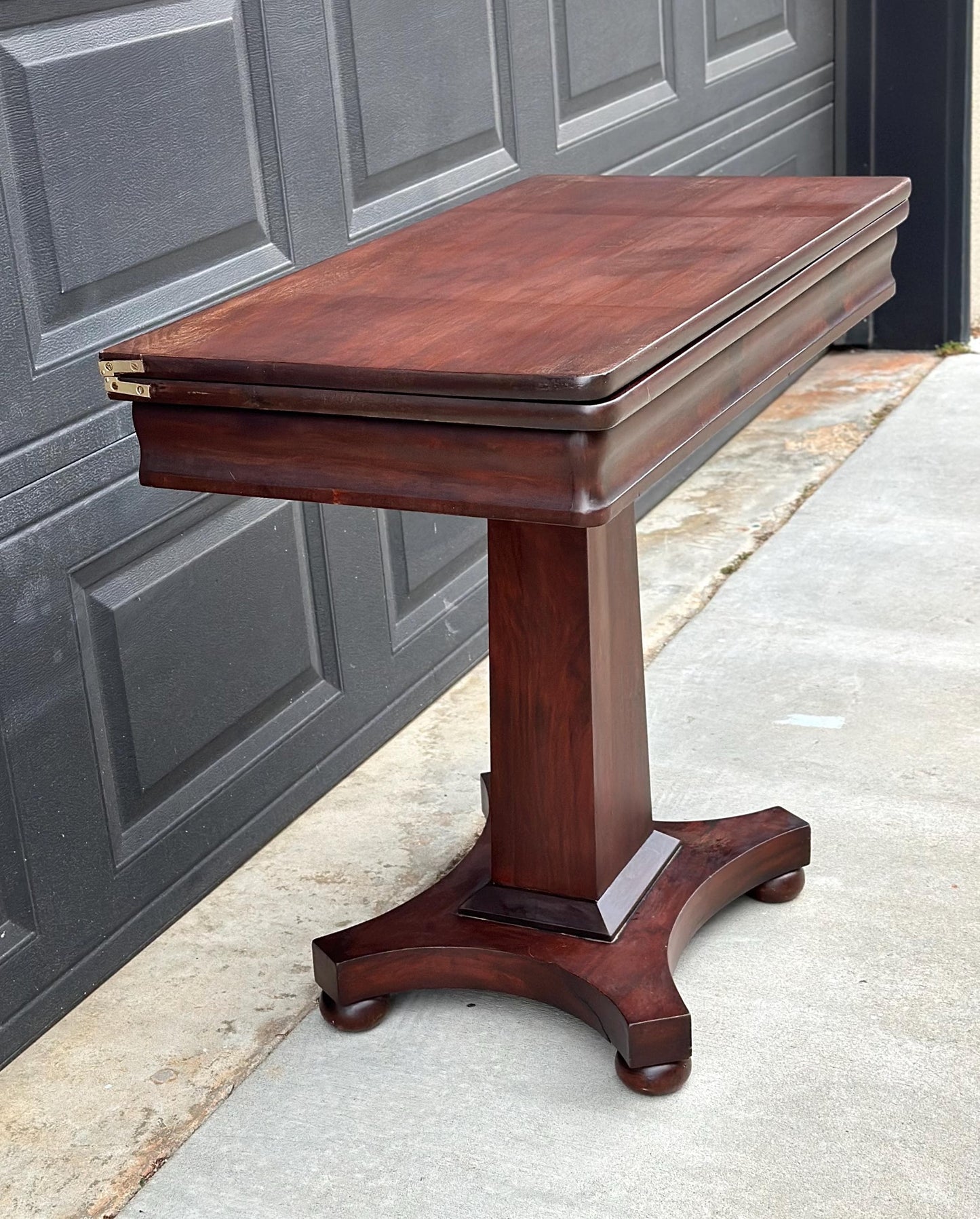 Antique Late 1800's Solid Wood Expandable Crotch Mahogany Hall Table
