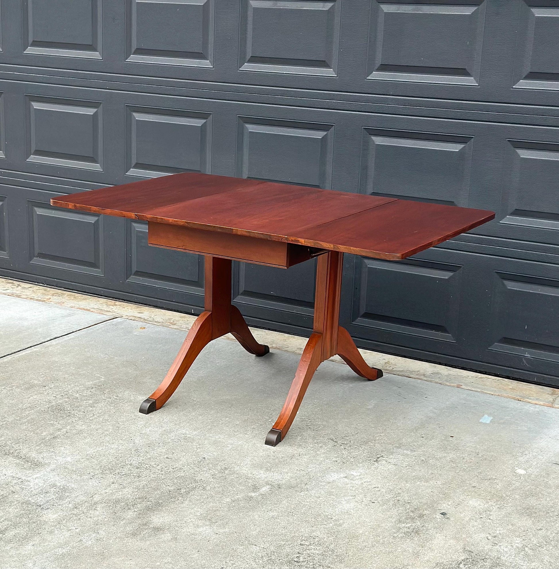 Vintage Mid 1900's Solid Wood Expanding Drop Leaf Mahogany Dining Table