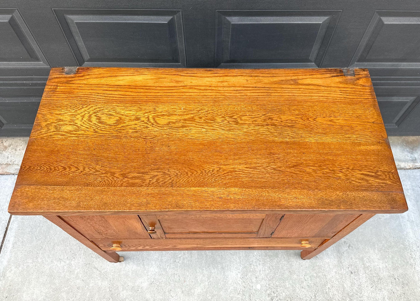 Antique Early 1900's Solid Oak Large Edwardian Chest & Cabinet on Casters