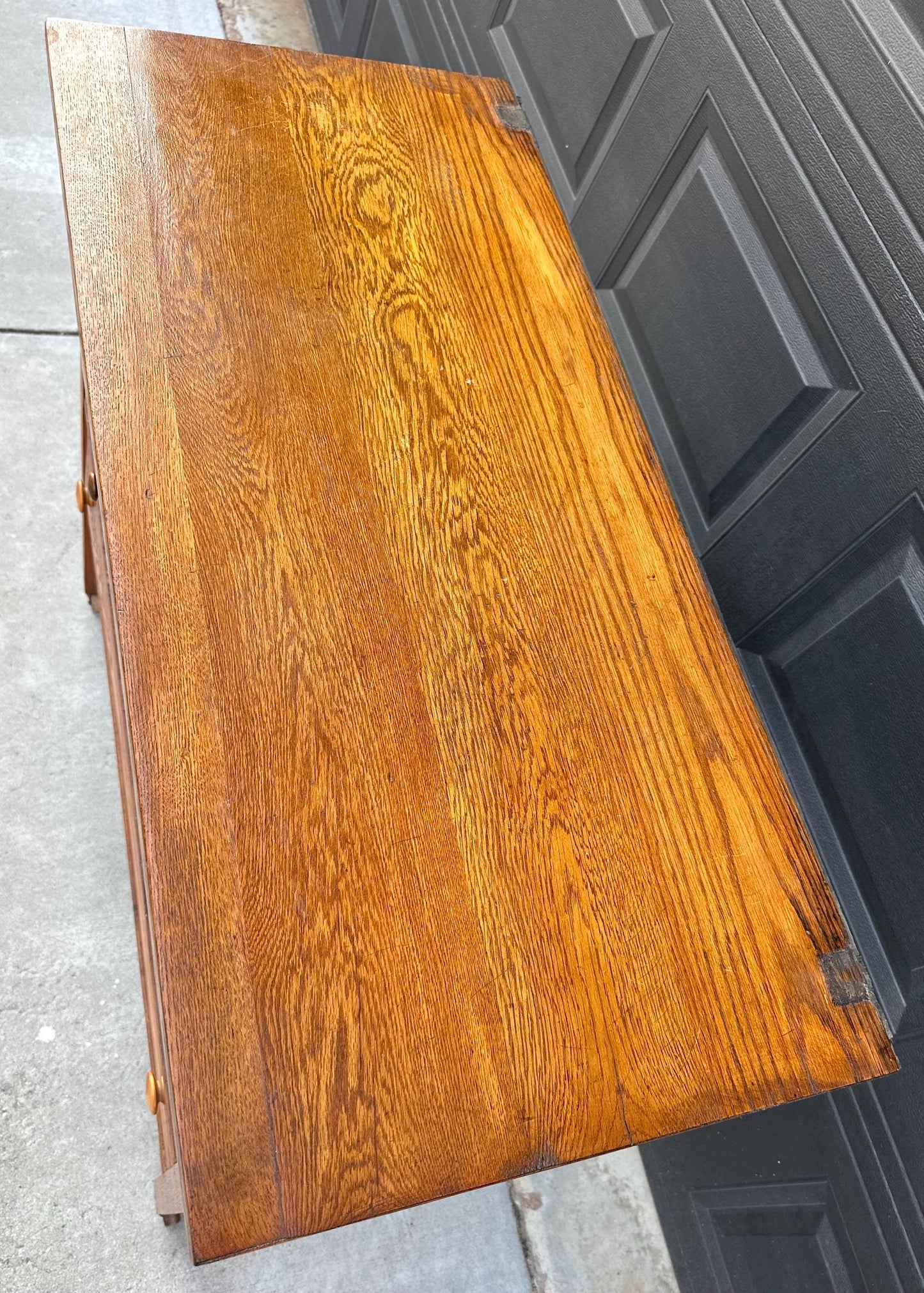 Antique Early 1900's Solid Oak Large Edwardian Chest & Cabinet on Casters