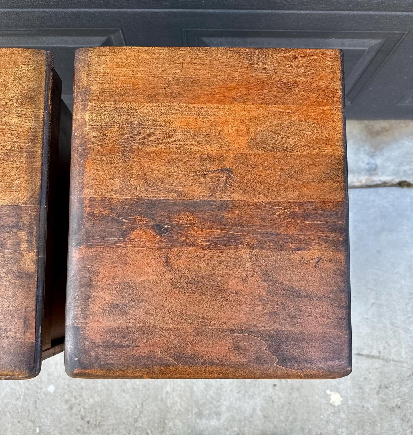 ready Antique Early 1900's Solid Wood Drawer Stack Maple Bedside Tables - a Pair