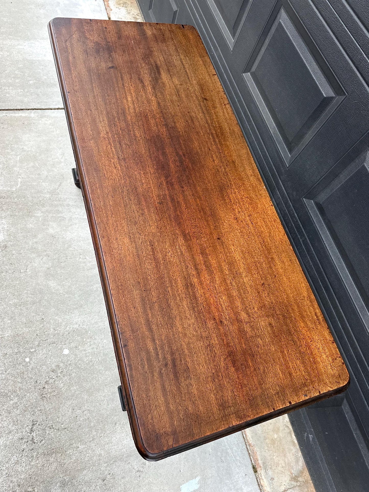 Antique Early 1900's Trestle Base Mahogany Wood Long Classic Sideboard Hallway Table