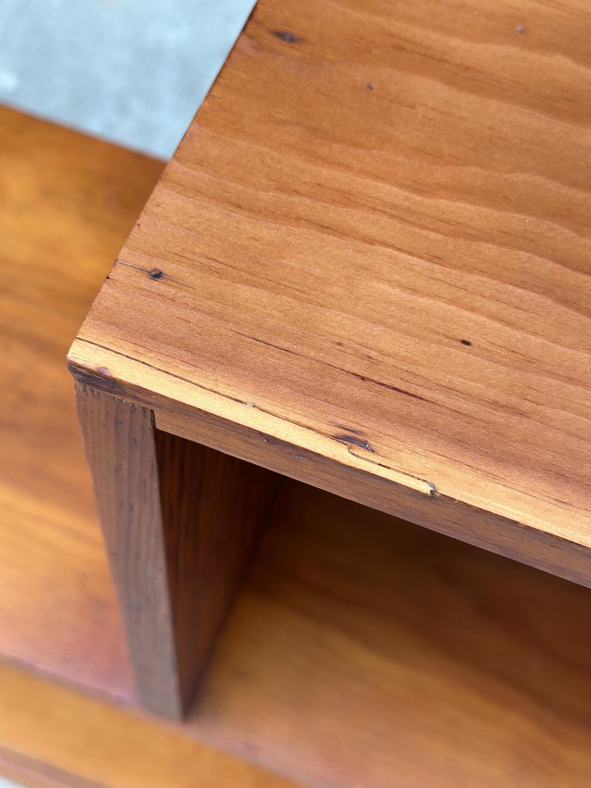Vintage Mid 1900's Solid Cedar Wood Mid Mod Bookshelf Small Side Table