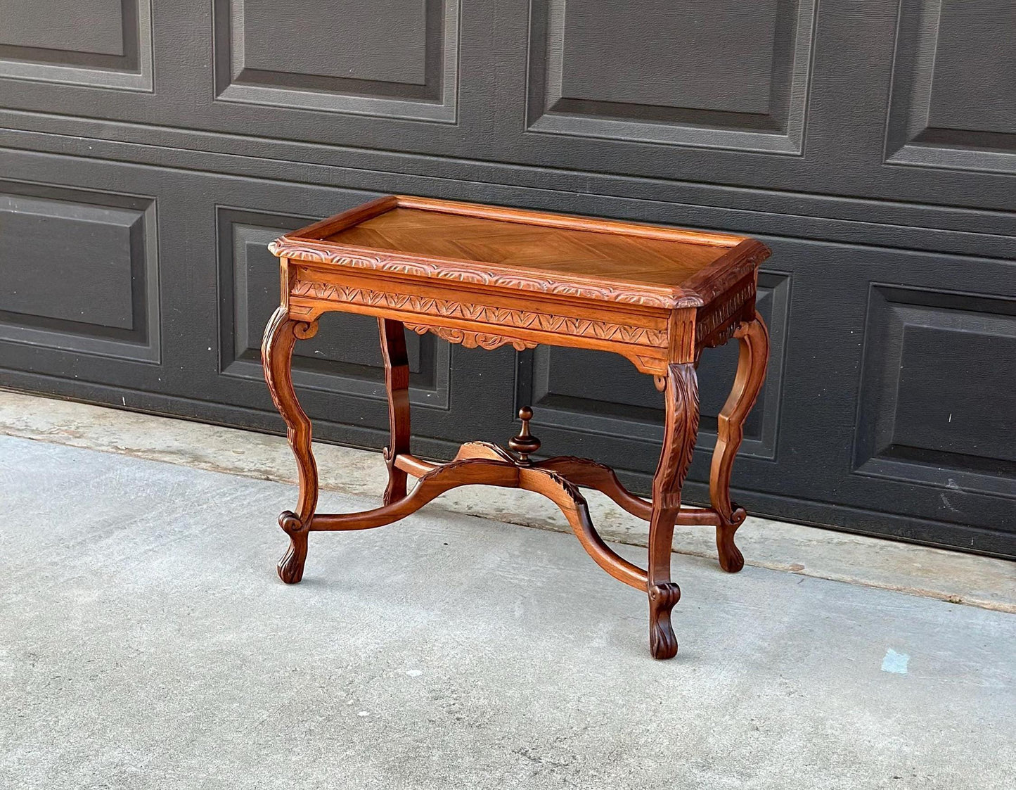 Antique Early 1900's Ornate Walnut Solid Wood Petite Coffee Tea Table