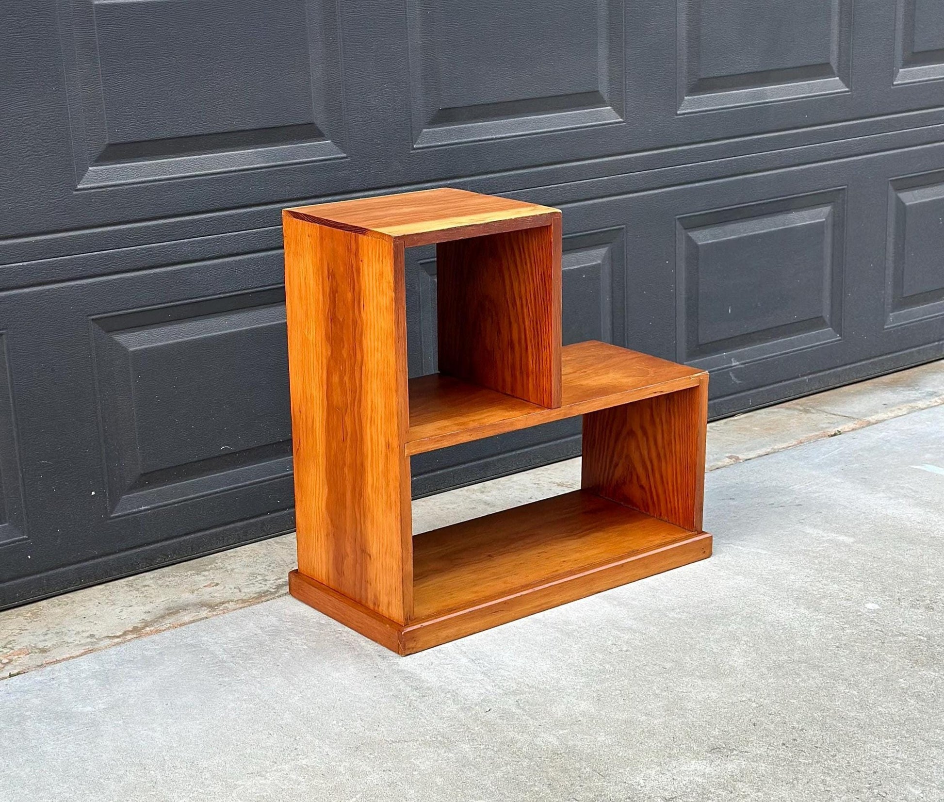 Vintage Mid 1900's Solid Cedar Wood Mid Mod Bookshelf Small Side Table