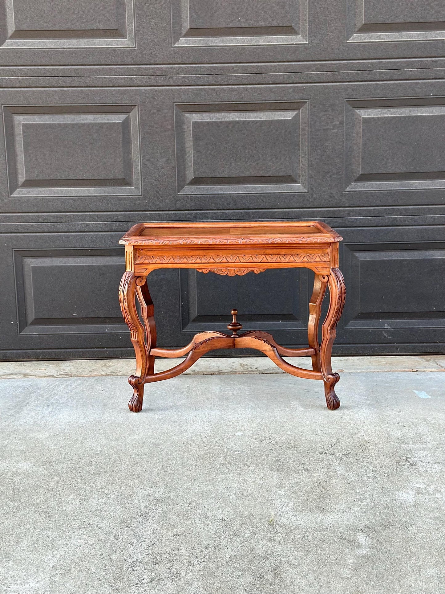 Antique Early 1900's Ornate Walnut Solid Wood Petite Coffee Tea Table