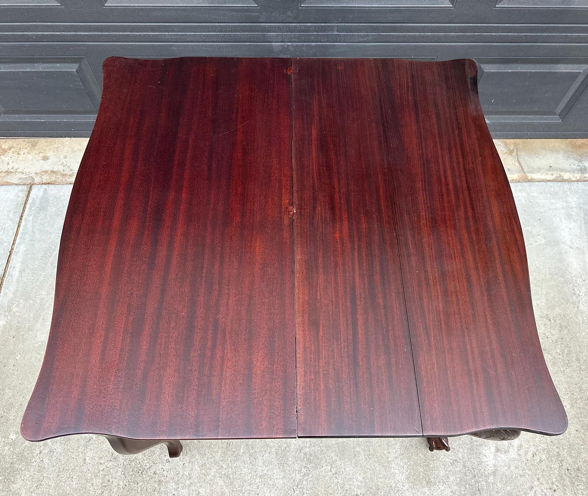 Vintage Early 1900's Mahogany Folding Flip Top Game Table - Wood Queen Anne Hall Table