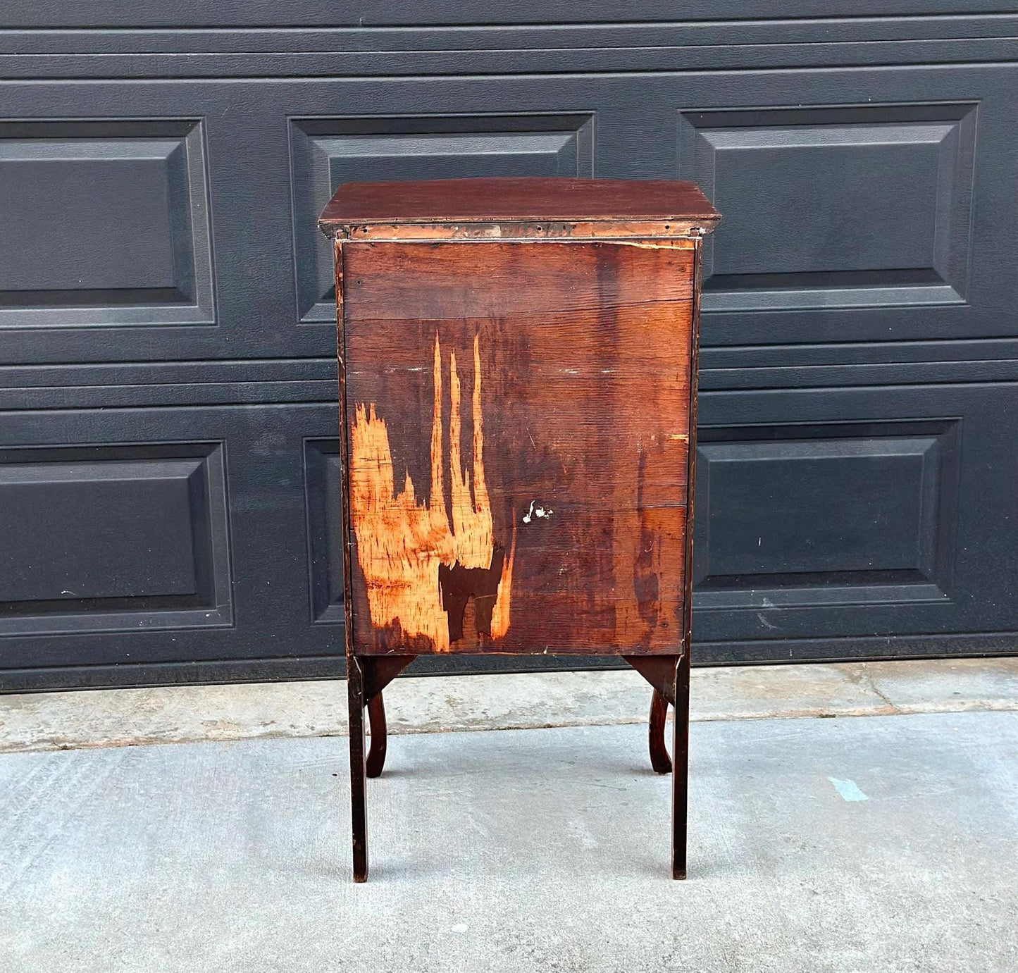 Antique Early 1900's Tall Tiger Oak Table Enclosed Storage Cabinet