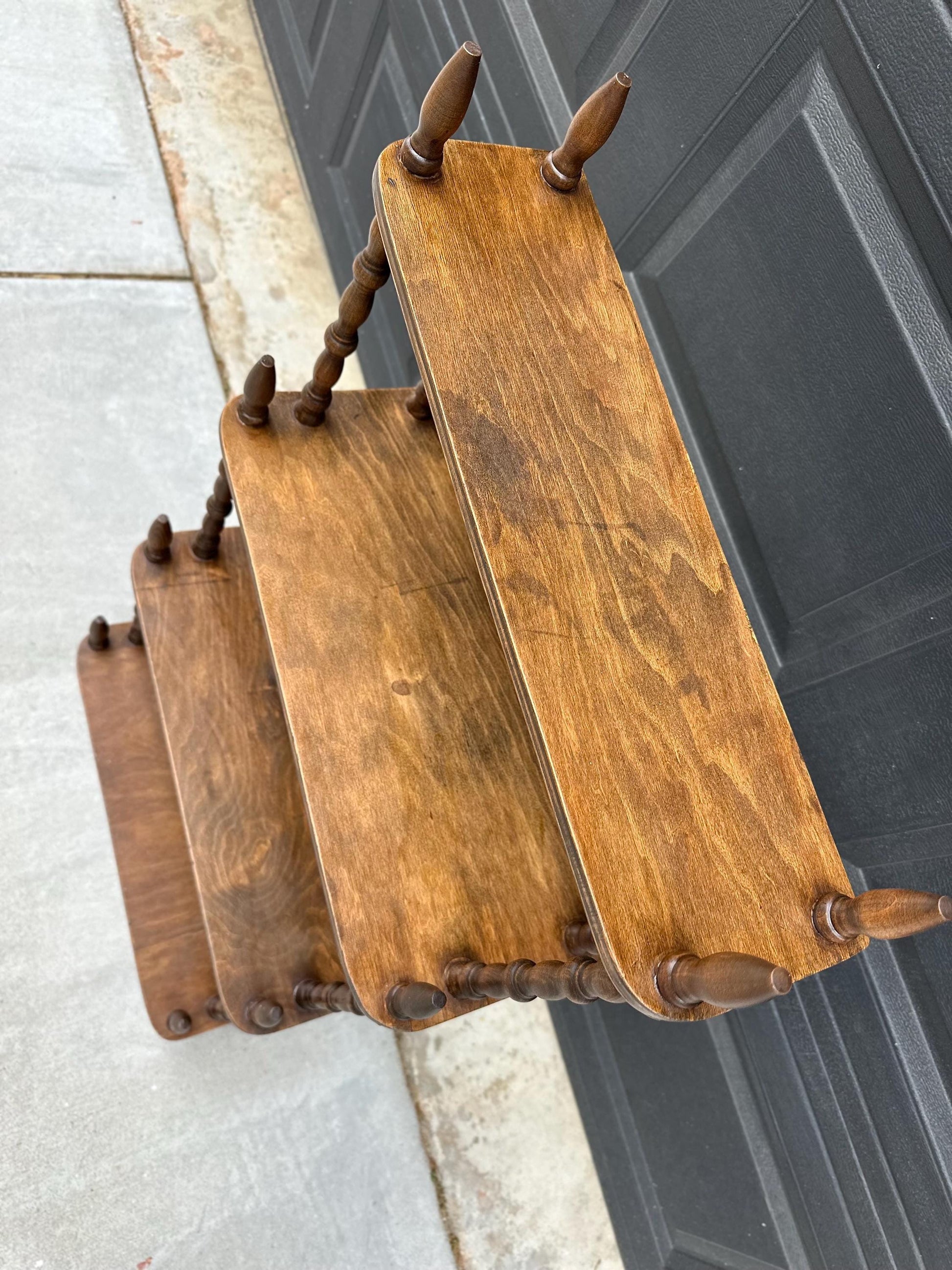 Antique Late 1800's Multi-Tier Turned Leg Narrow Whatnot 20" Wide Display Shelf