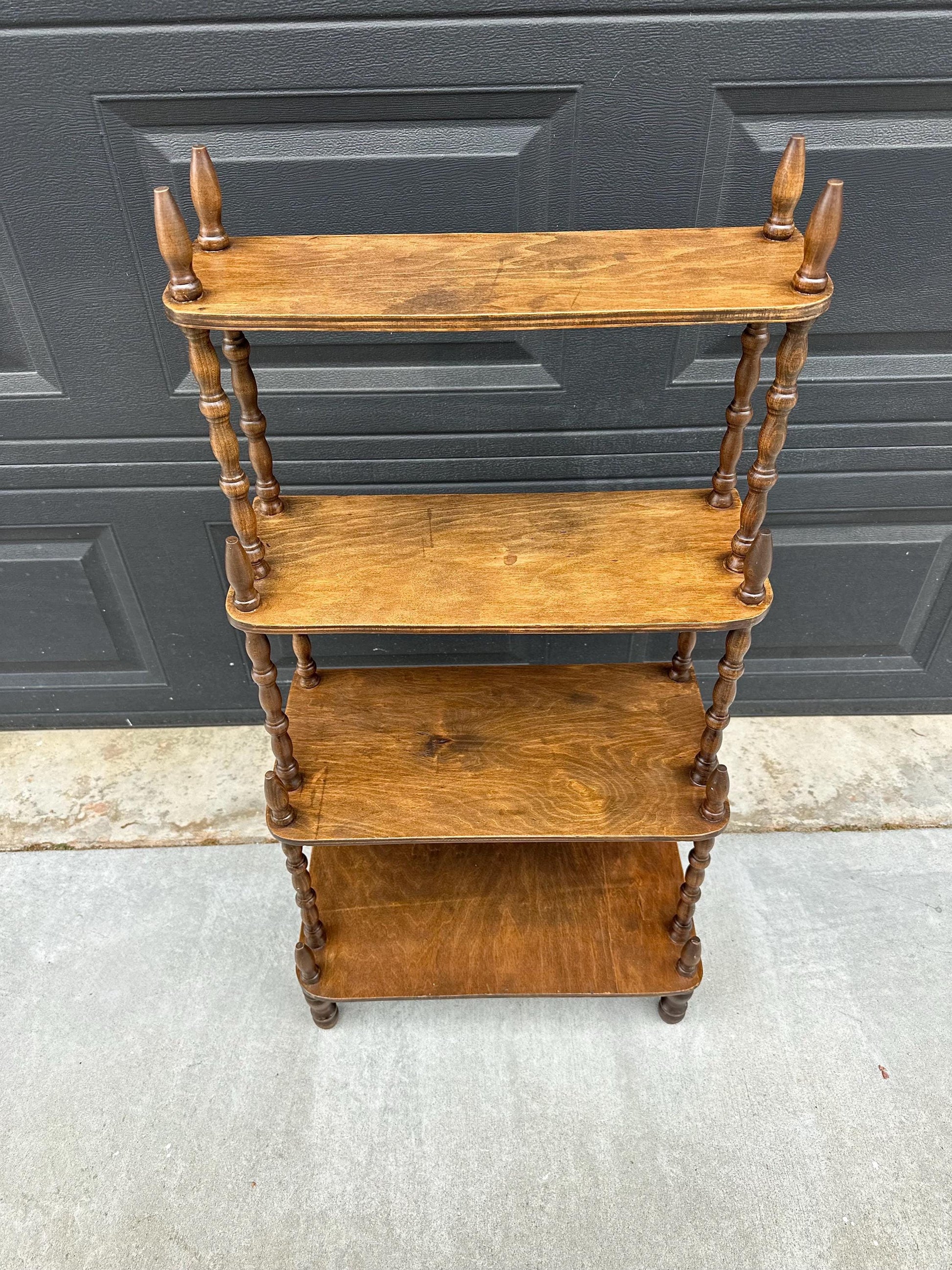 Antique Late 1800's Multi-Tier Turned Leg Narrow Whatnot 20" Wide Display Shelf
