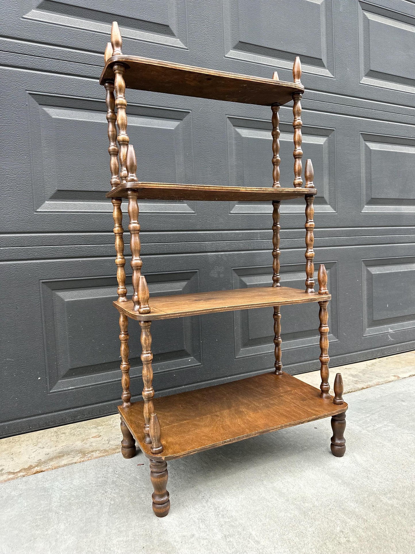 Antique Late 1800's Multi-Tier Turned Leg Narrow Whatnot 20" Wide Display Shelf