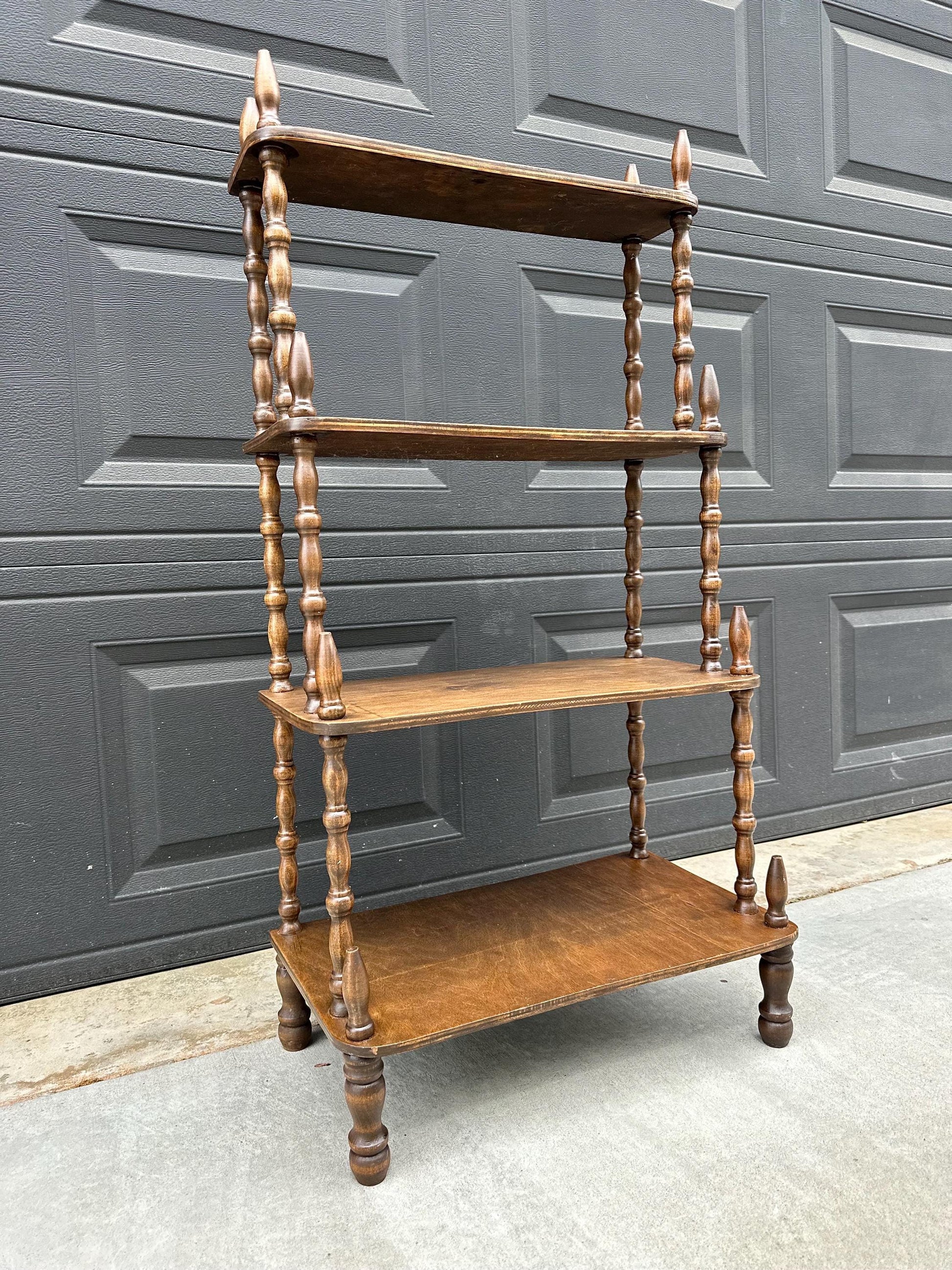 Antique Late 1800's Multi-Tier Turned Leg Narrow Whatnot 20" Wide Display Shelf