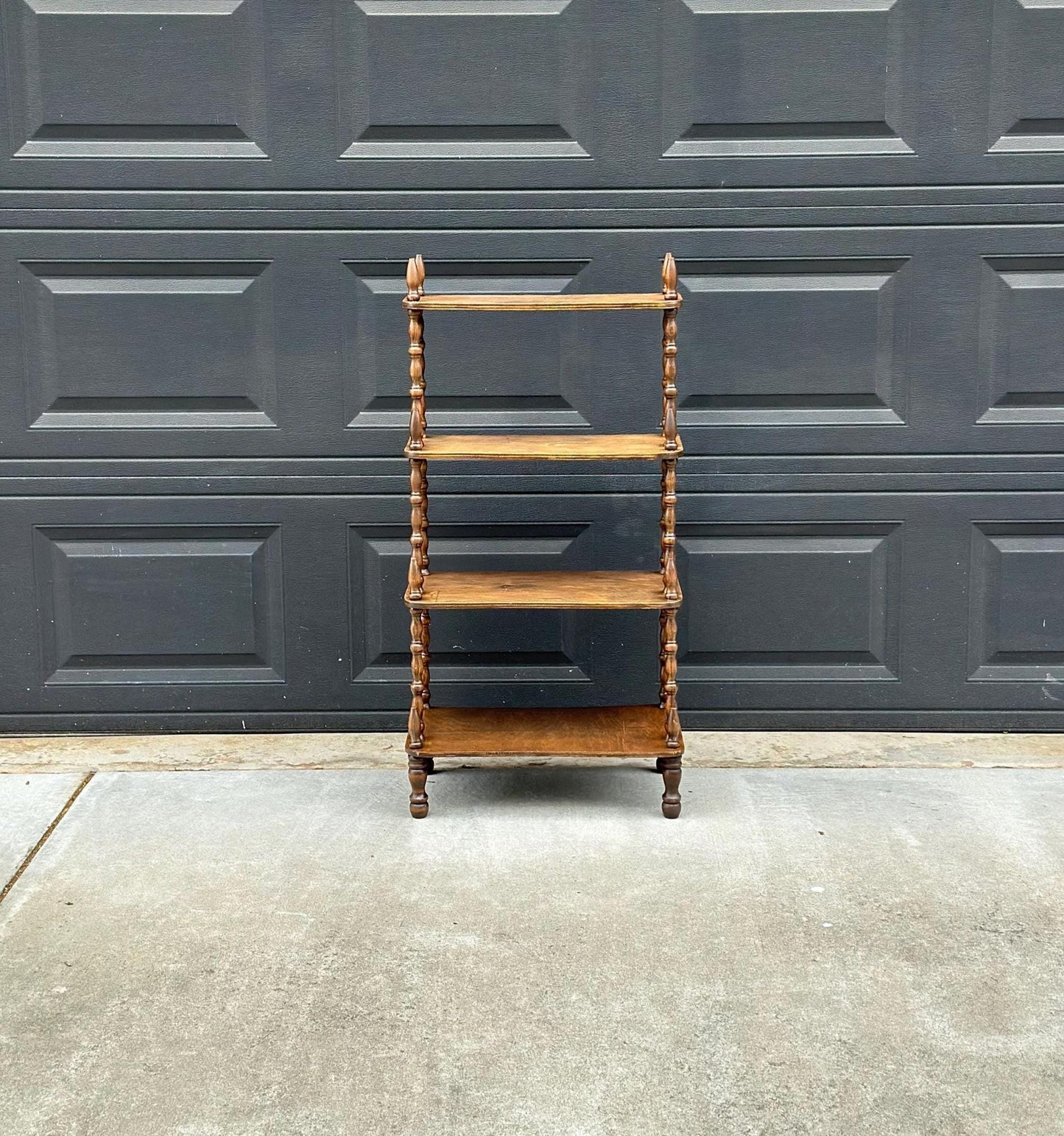 Antique Late 1800's Multi-Tier Turned Leg Narrow Whatnot 20" Wide Display Shelf
