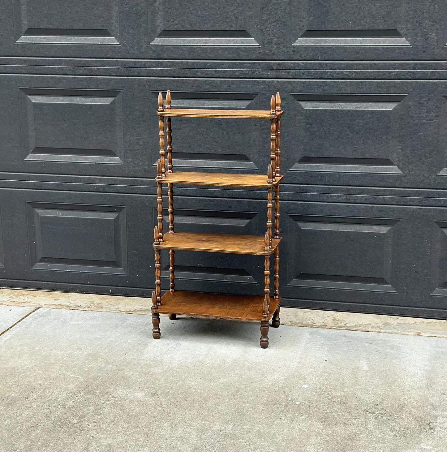 Antique Late 1800's Multi-Tier Turned Leg Narrow Whatnot 20" Wide Display Shelf