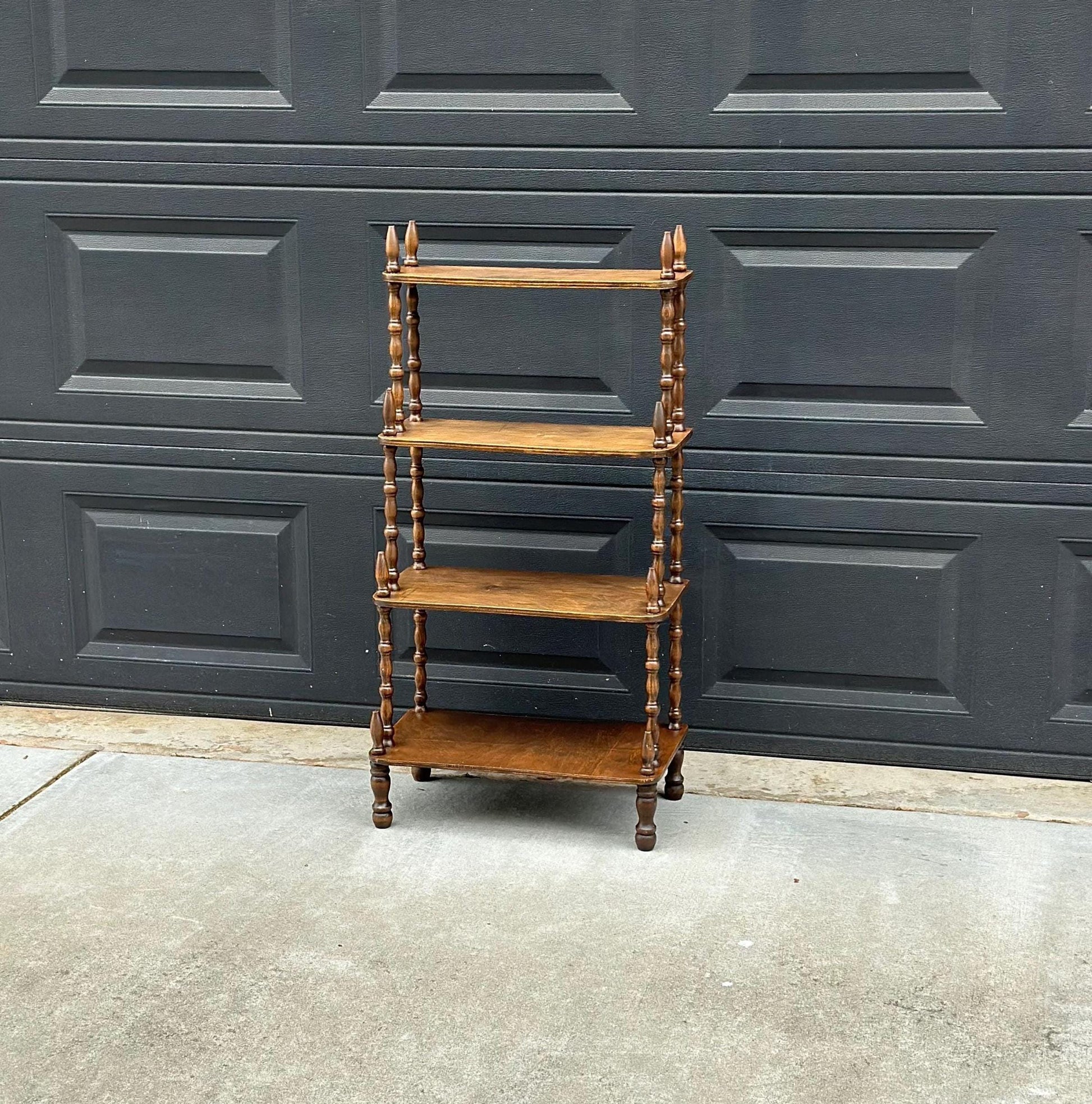Antique Late 1800's Multi-Tier Turned Leg Narrow Whatnot 20" Wide Display Shelf
