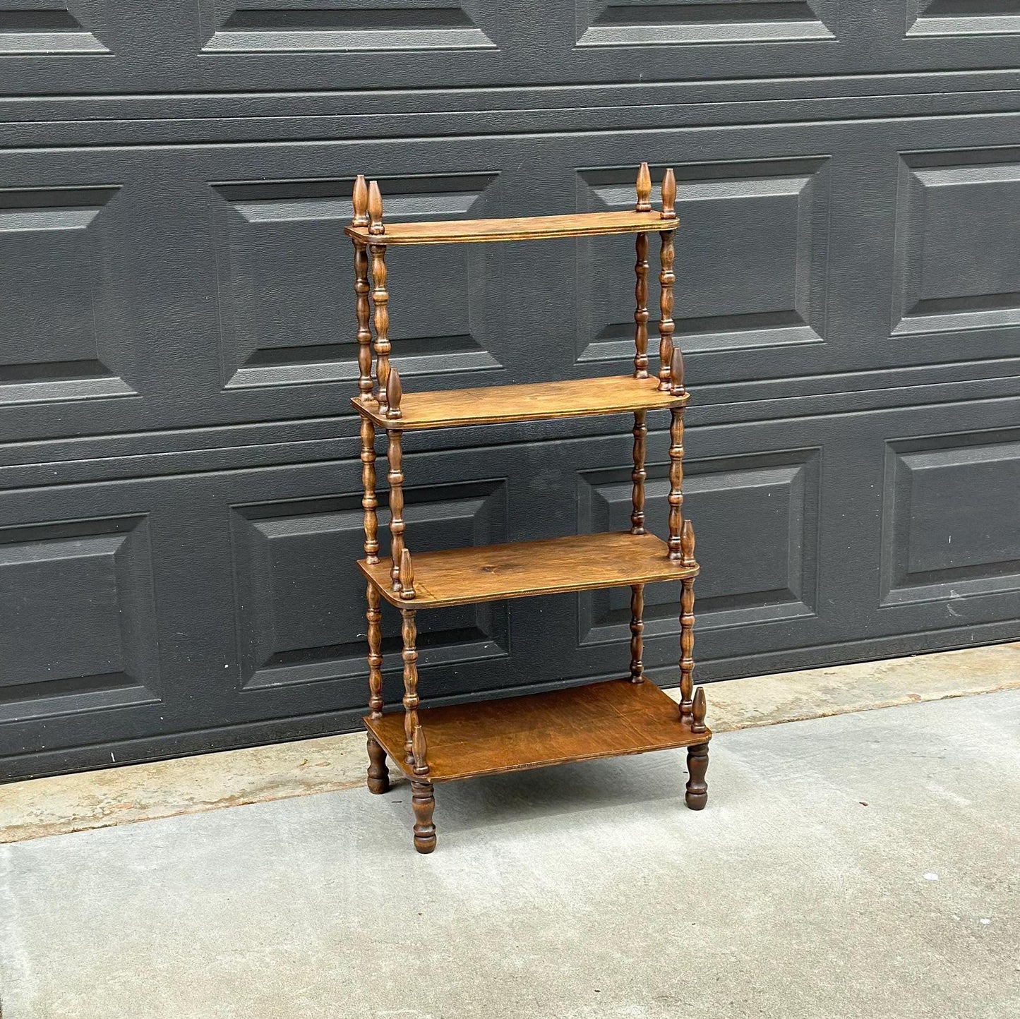 Antique Late 1800's Multi-Tier Turned Leg Narrow Whatnot 20" Wide Display Shelf