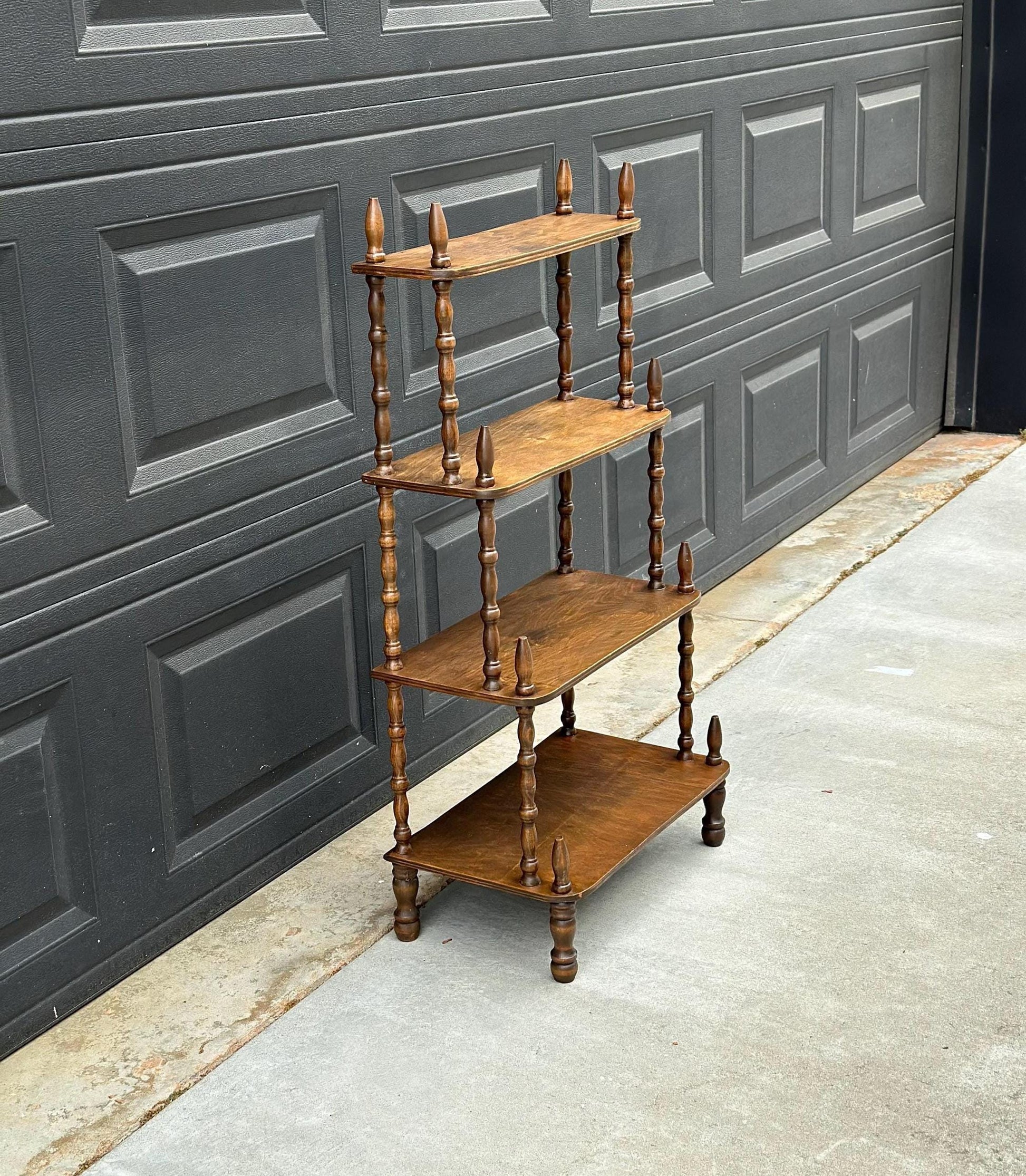 Antique Late 1800's Multi-Tier Turned Leg Narrow Whatnot 20" Wide Display Shelf