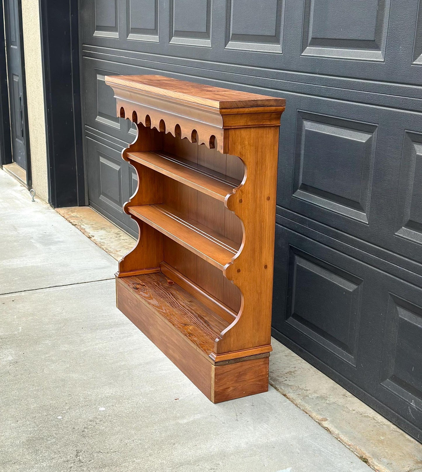 Vintage Mid 1900's Pine & Cherry Carved Cottagecore Solid Wood Bookshelf