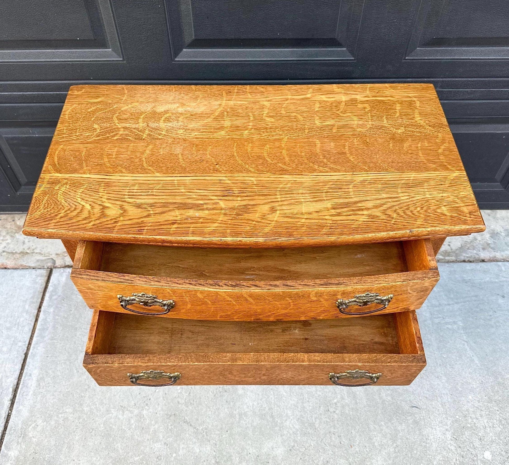 Antique Early 1900's Solid Tiger Oak Accent Storage Arts & Crafts Chest Drawers on Casters