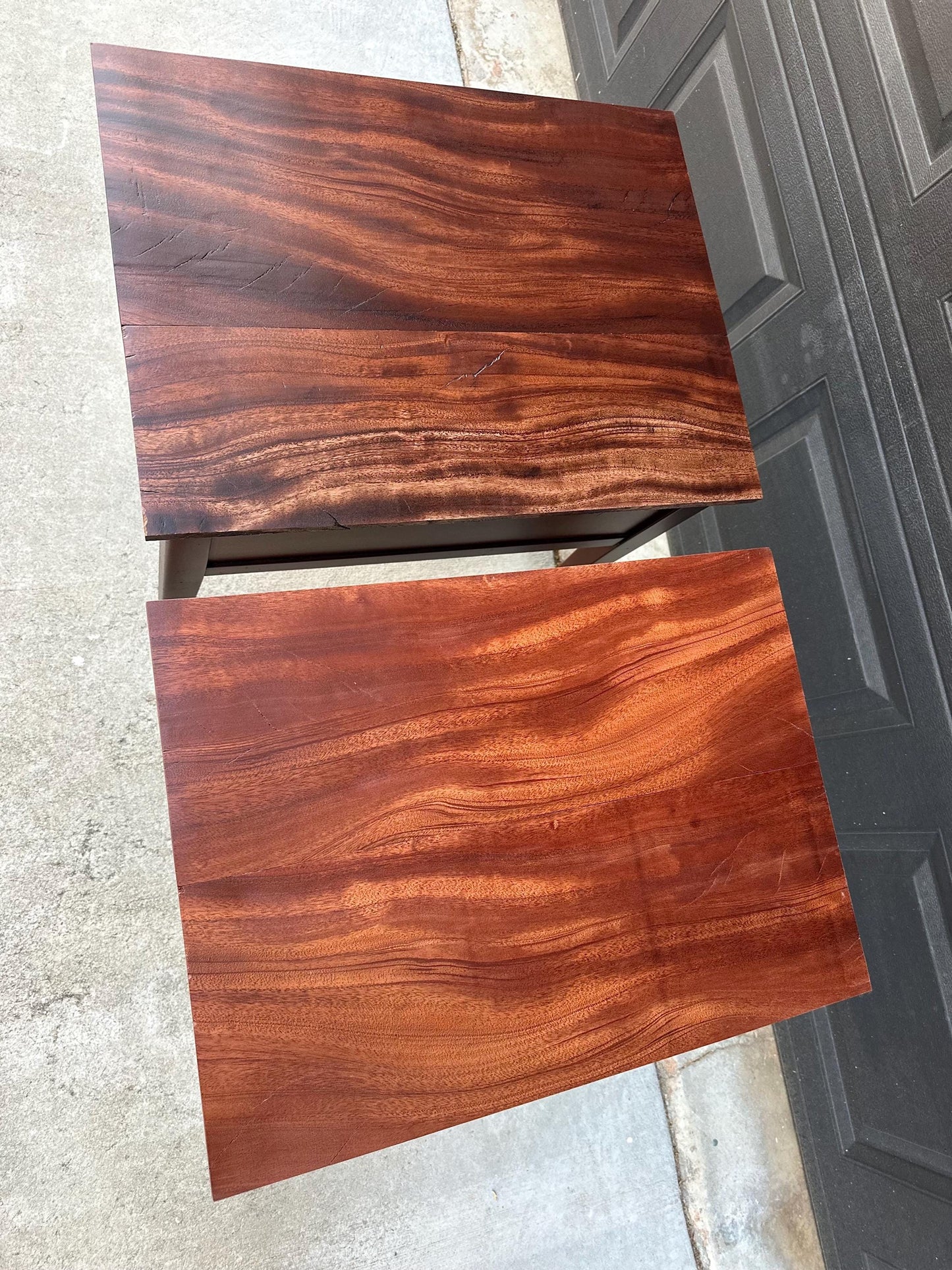 Antique Early 1900's Solid Mahogany Wood Banded Single Drawer Lion Head Tables on Casters - a Pair