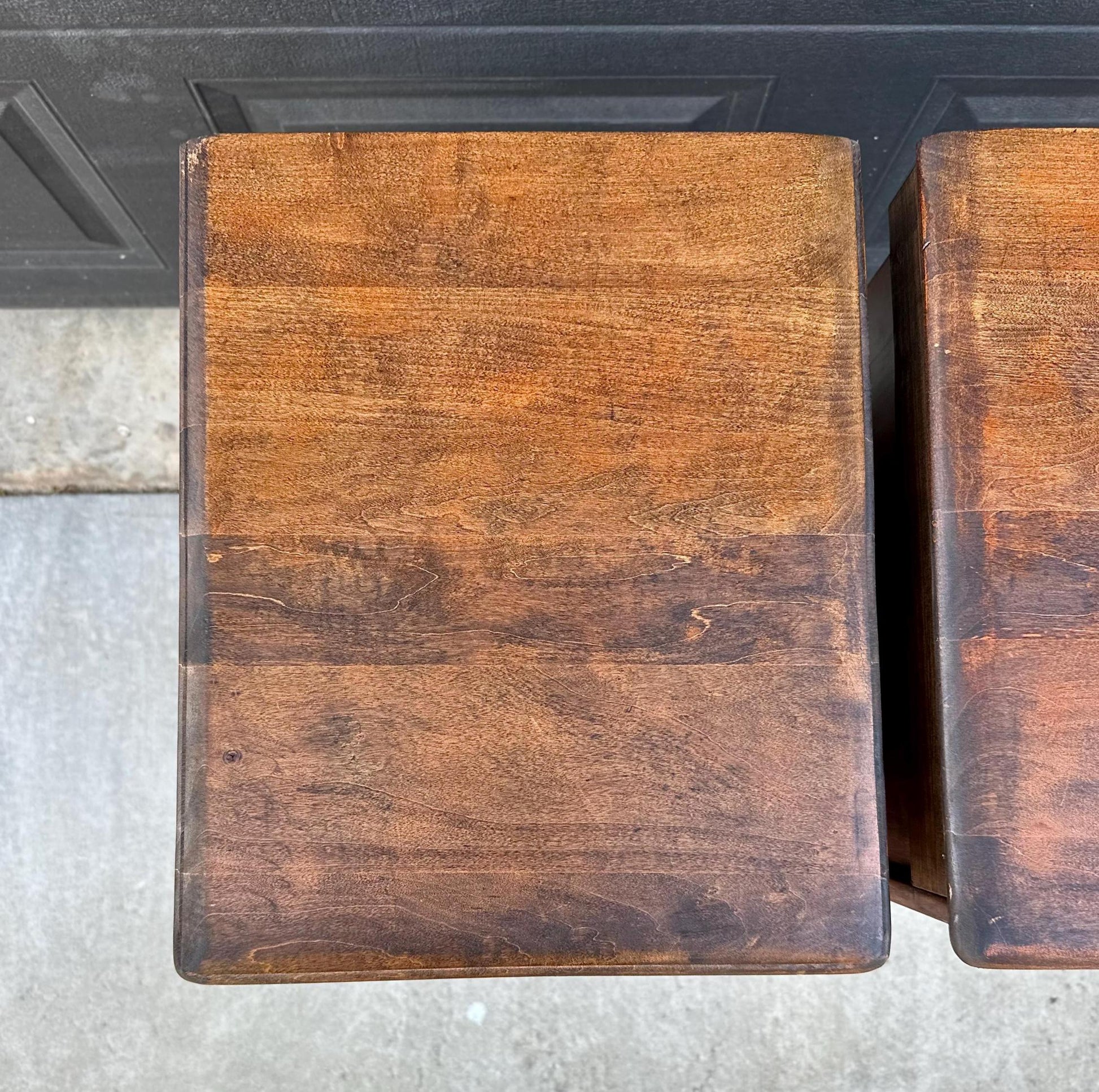 ready Antique Early 1900's Solid Wood Drawer Stack Maple Bedside Tables - a Pair