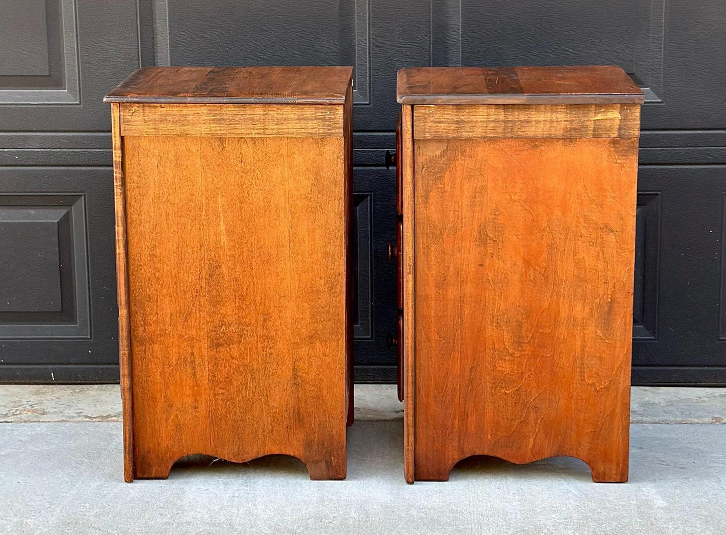 ready Antique Early 1900's Solid Wood Drawer Stack Maple Bedside Tables - a Pair