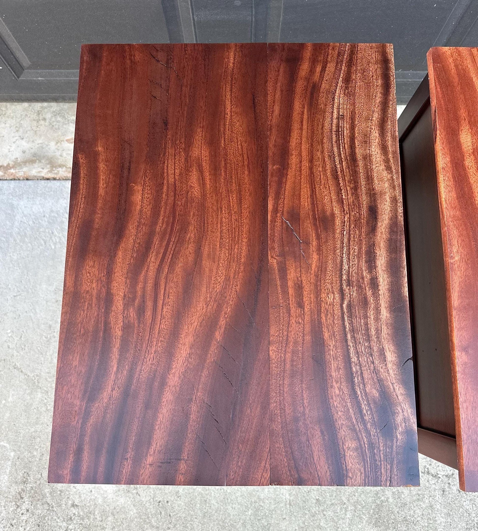 Antique Early 1900's Solid Mahogany Wood Banded Single Drawer Lion Head Tables on Casters - a Pair