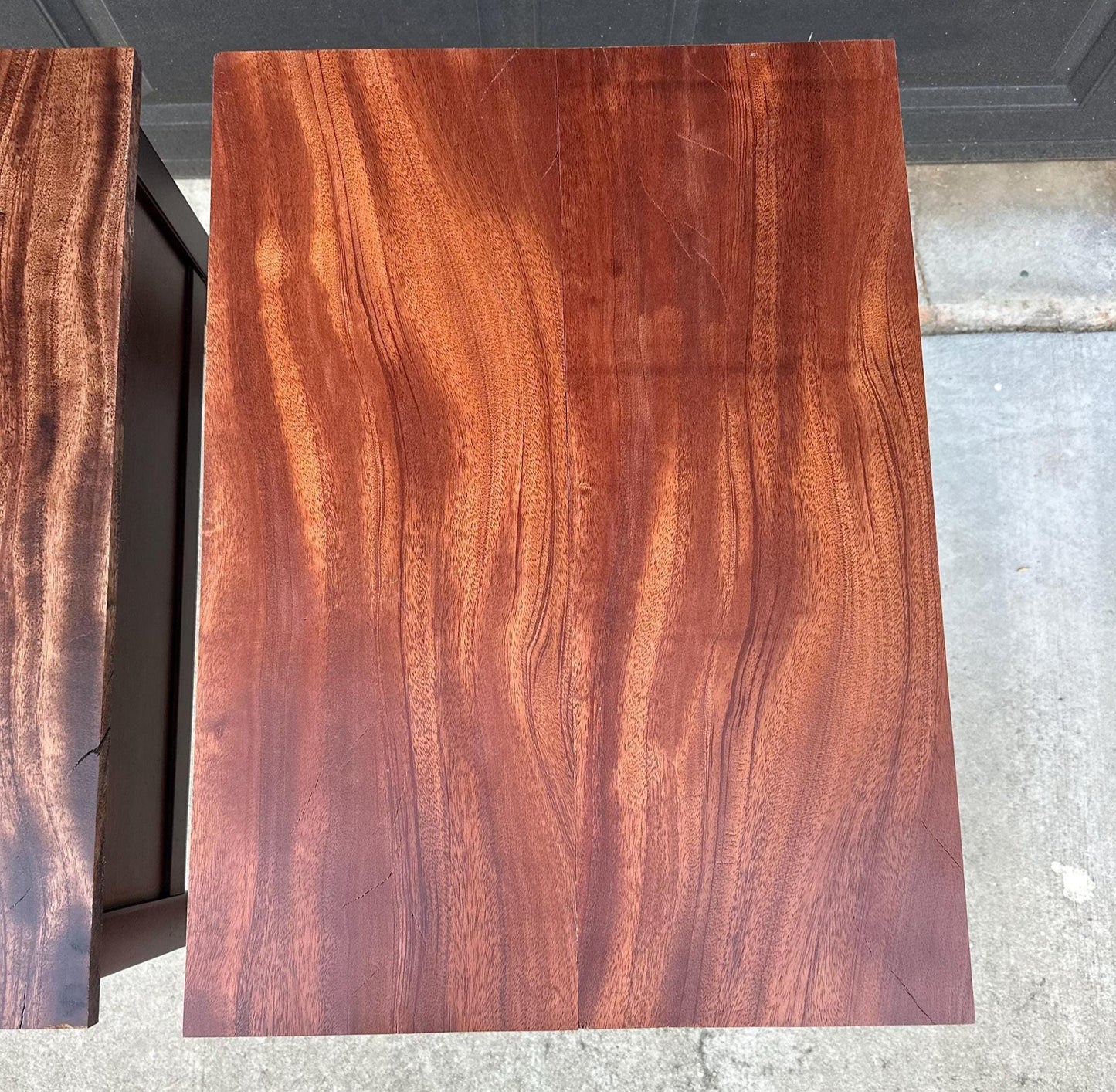 Antique Early 1900's Solid Mahogany Wood Banded Single Drawer Lion Head Tables on Casters - a Pair