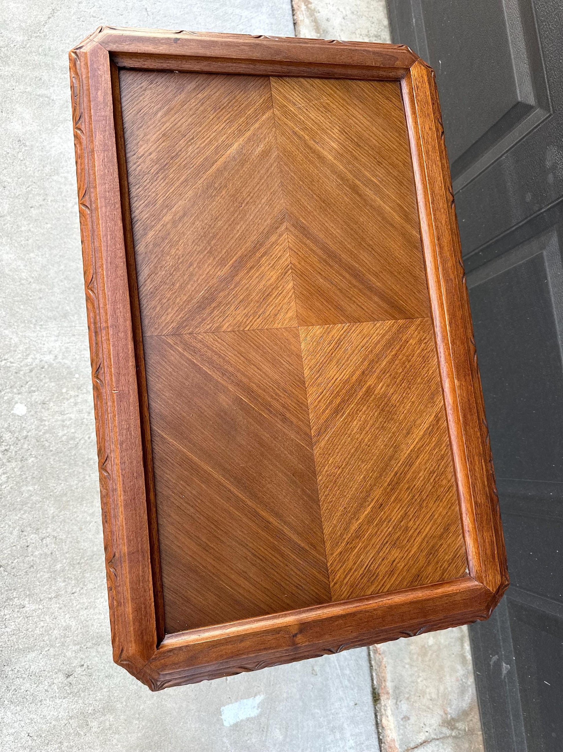 Antique Early 1900's Ornate Walnut Solid Wood Petite Coffee Tea Table